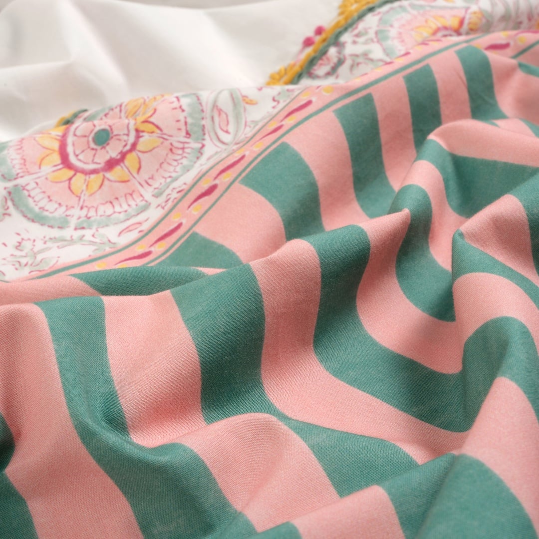 Sansad 200 Tc Püsküllü El İşi Nakışlı Kıng Sıze Pamuk Percale Nevresim Takımı 240x220 Cm Ekru