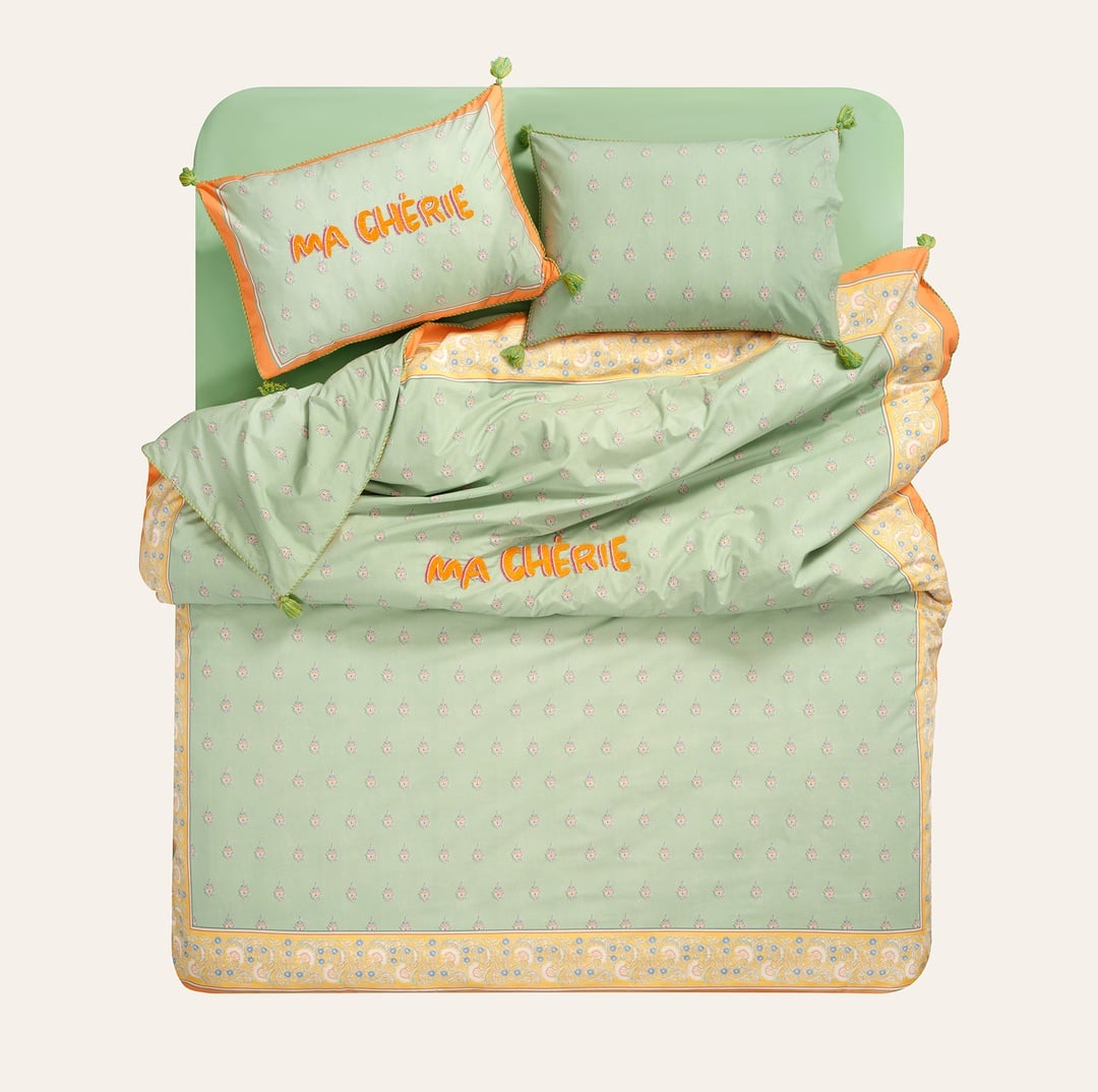 Sansad 200 Tc Püsküllü El İşi Nakışlı E.kıng Sıze Pamuk Percale Nevresim Takımı 260x240 Cm Yeşil