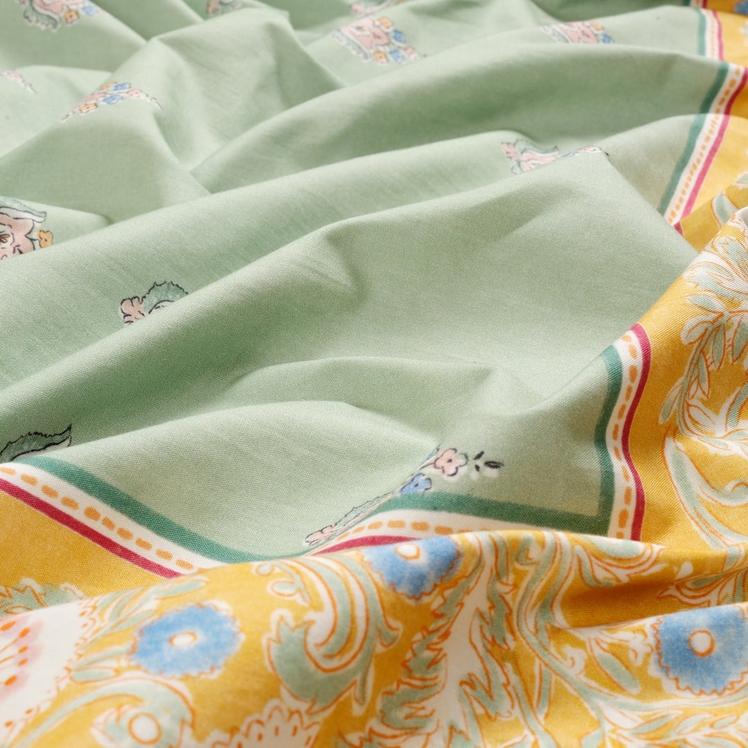 Sansad 200 Tc Püsküllü El İşi Nakışlı Kıng Sıze Pamuk Percale Nevresim Takımı 240x220 Cm Yeşil