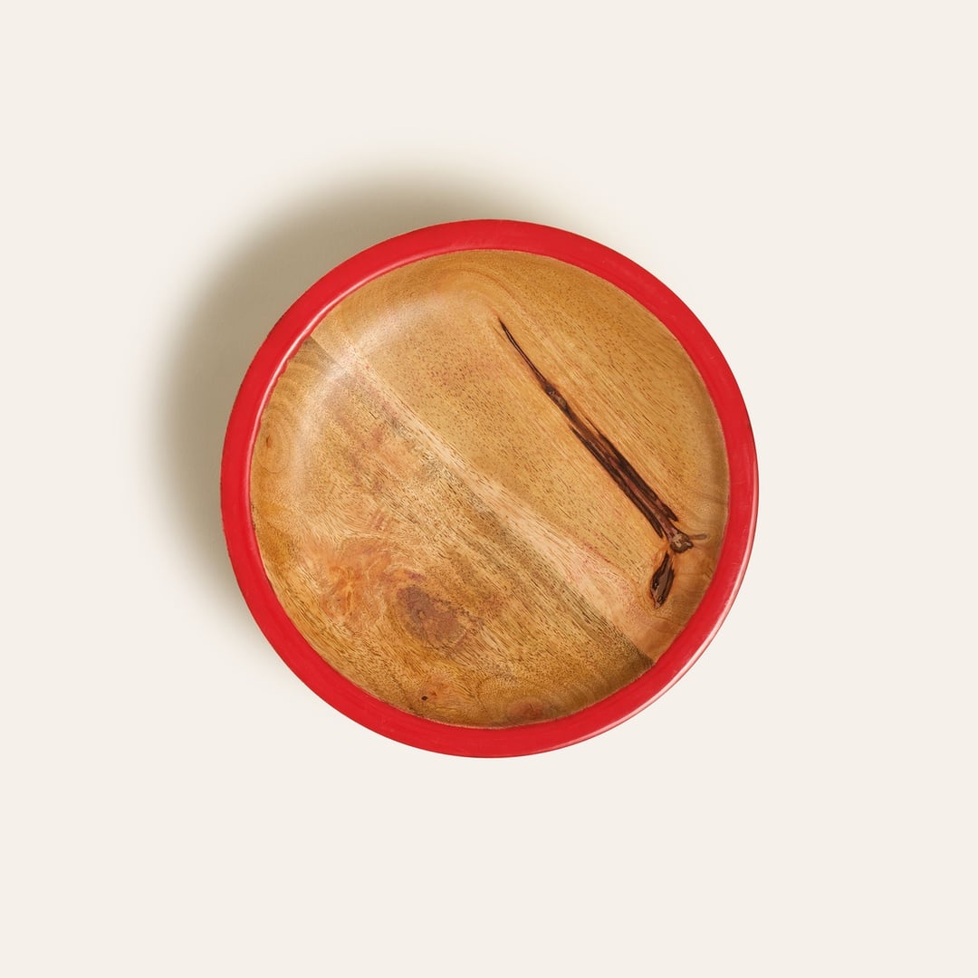 Lakrı Mango Ağacı Sunum Tahtası 22x22x8 Cm Kırmızı