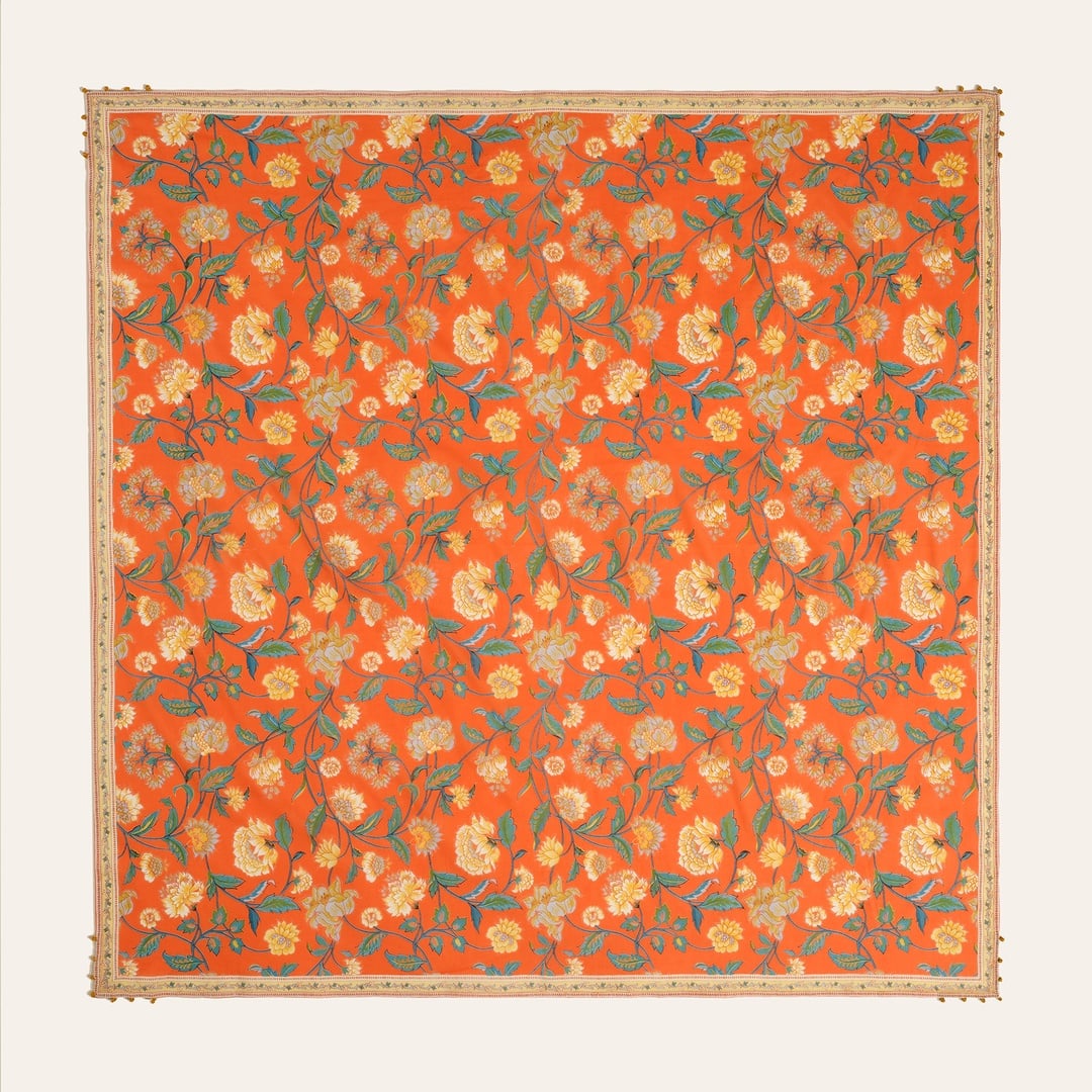 Gaya El Baskısı Fular 115x115 Cm Turuncu