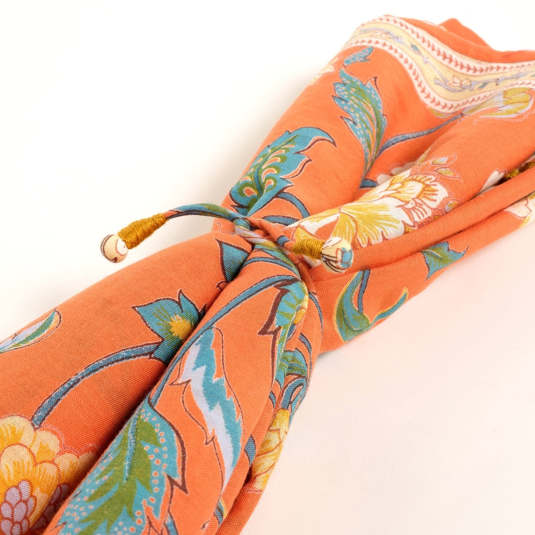 Gaya El Baskısı Fular 115x115 Cm Turuncu