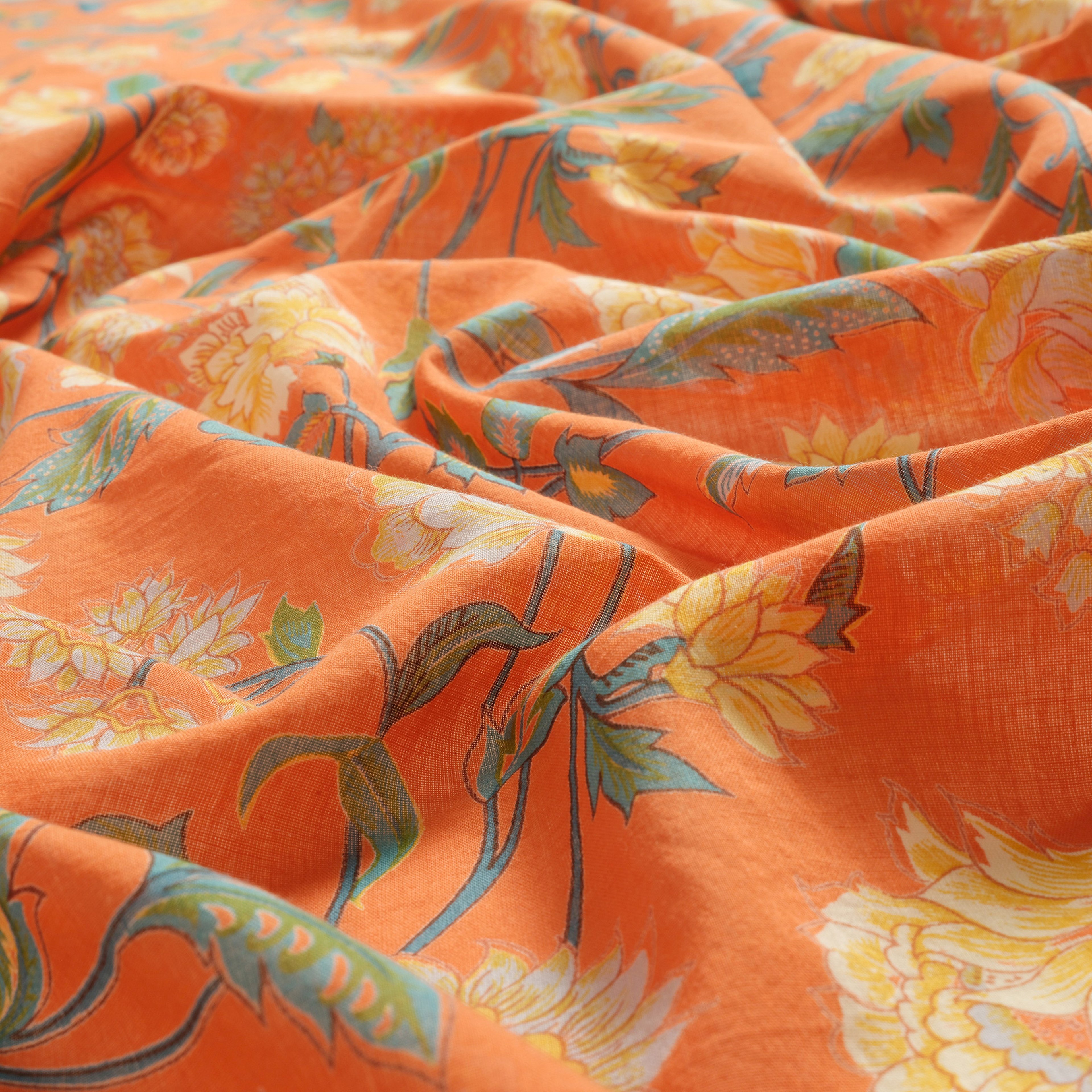 Gaya El Baskısı Fular 115x115 Cm Turuncu