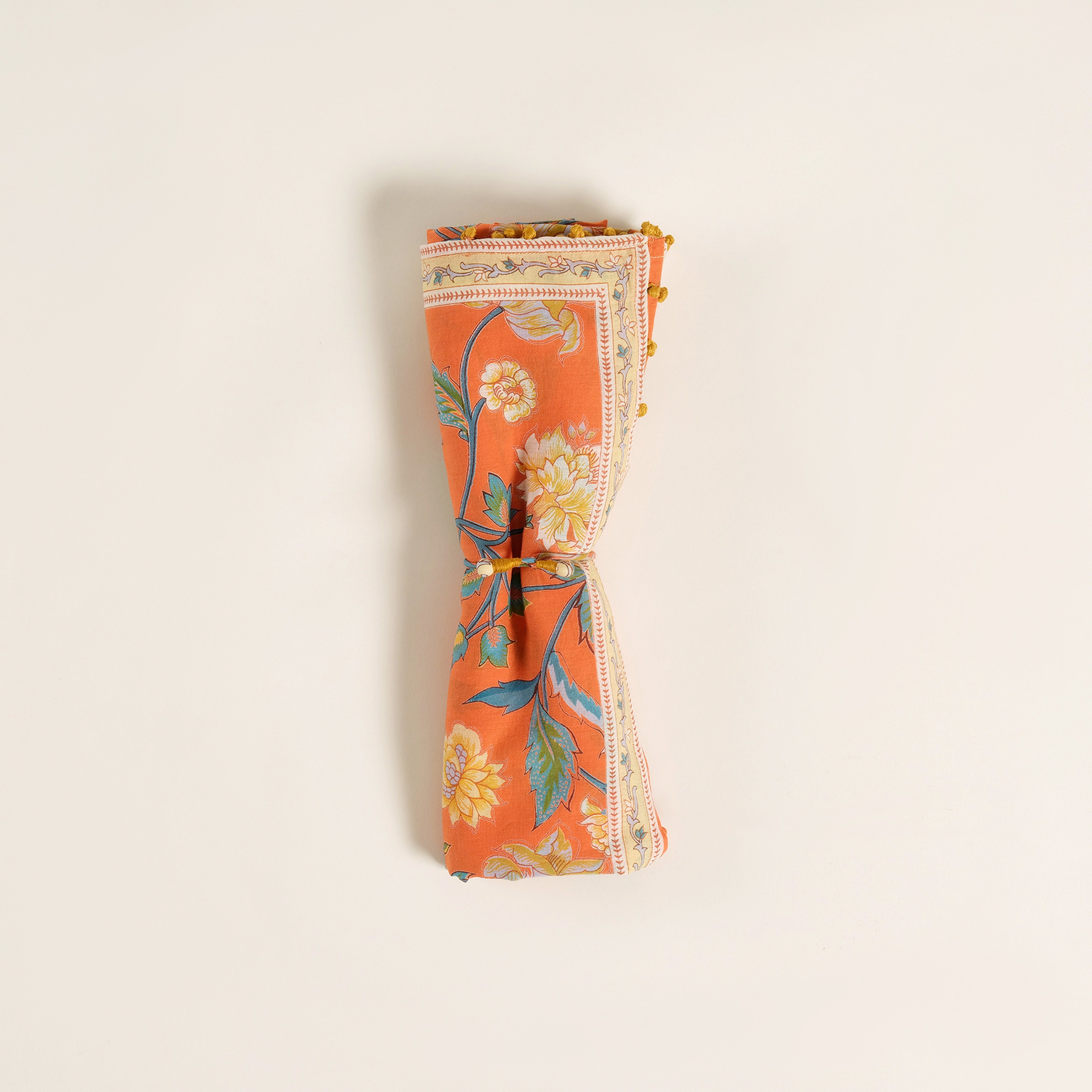 Gaya El Baskısı Fular 115x115 Cm Turuncu