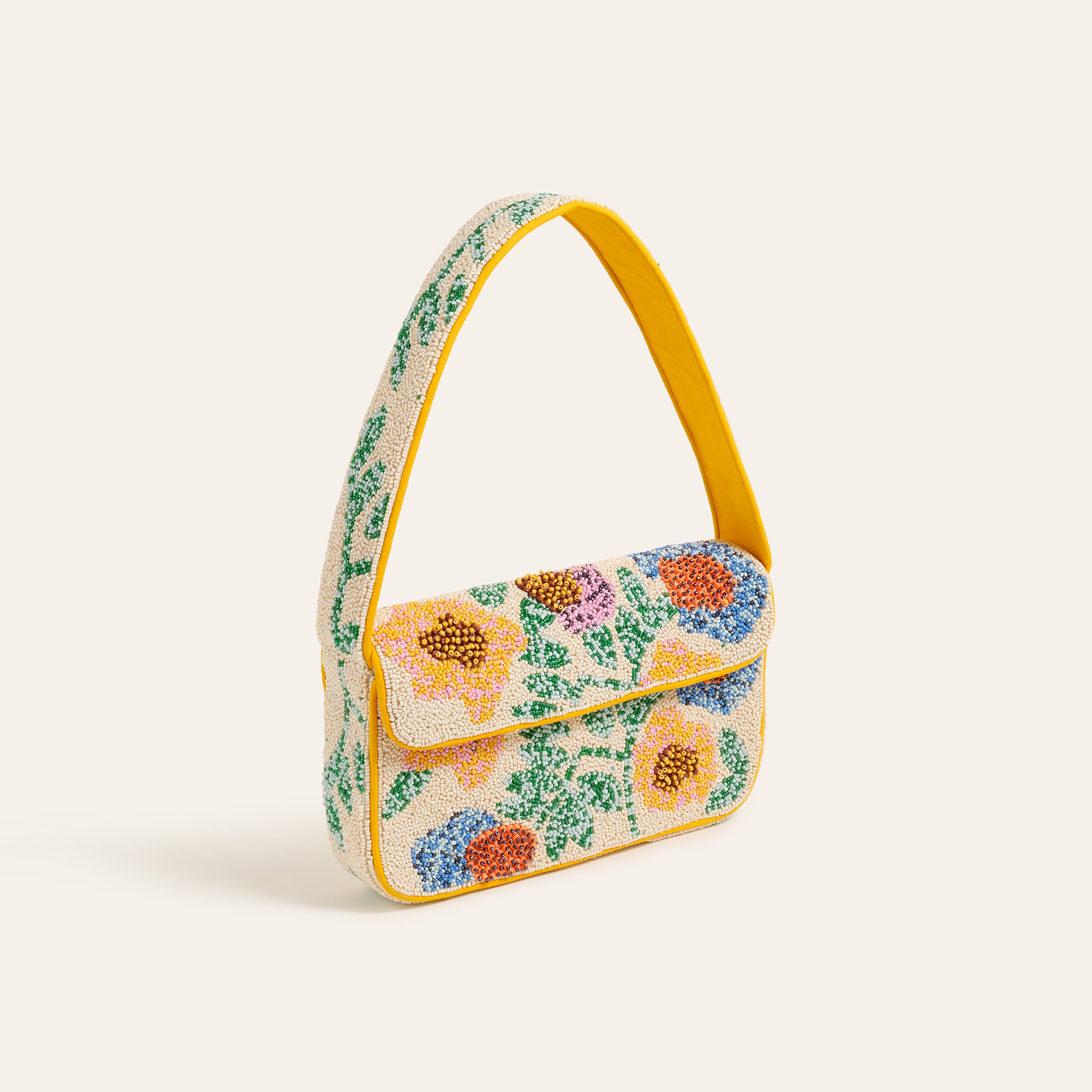 Delhı Boncuklu Polyester Omuz Çantası 24x16.5 Cm Sarı