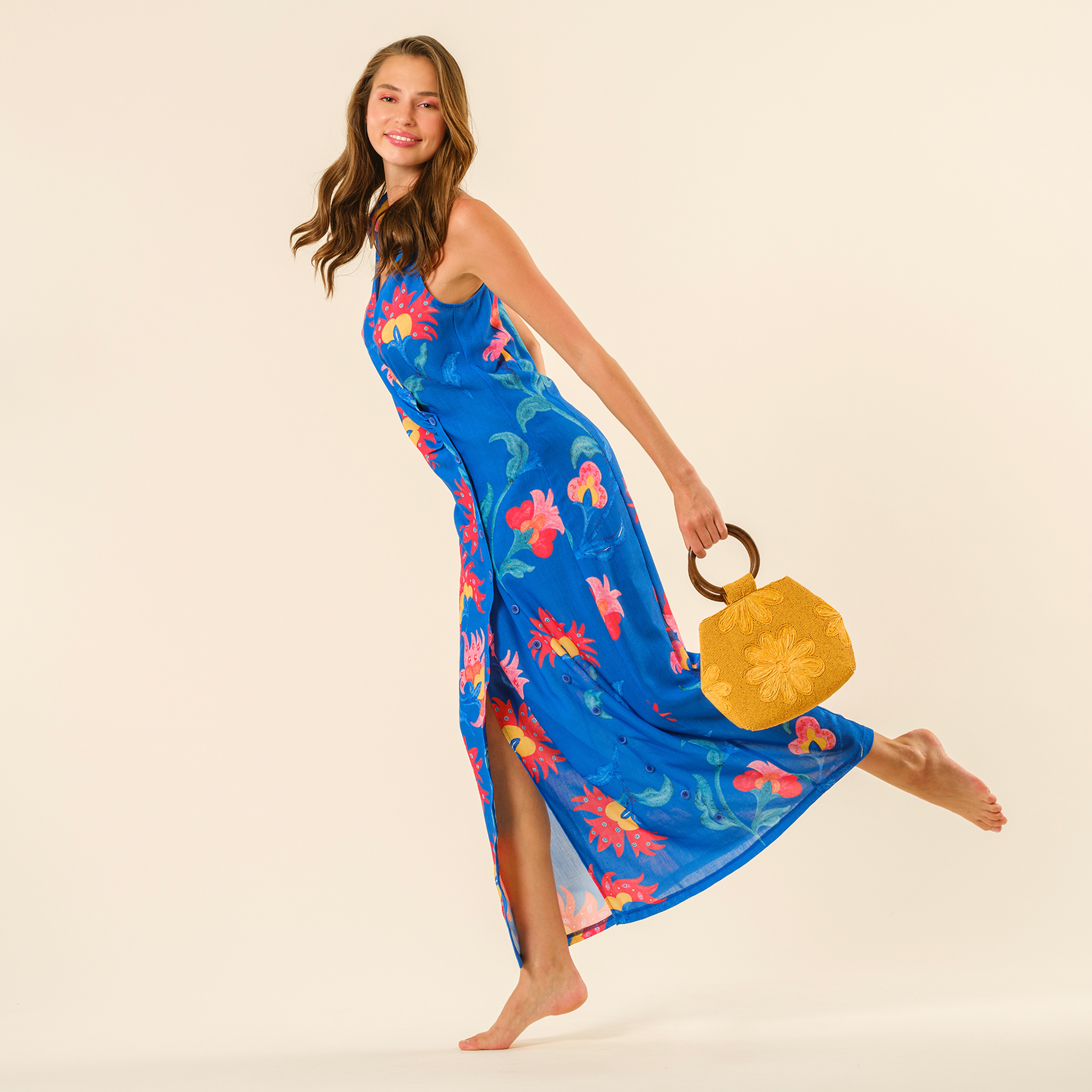 Delhı Rafya - Pamuk Tote Çanta 28x18 Cm Sarı