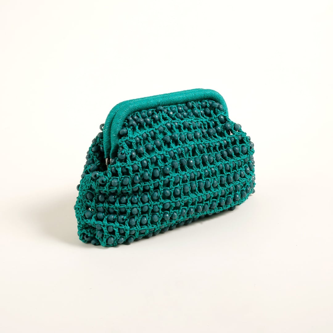 Delhı Rafya El Çantası 26x16 Cm Yeşil