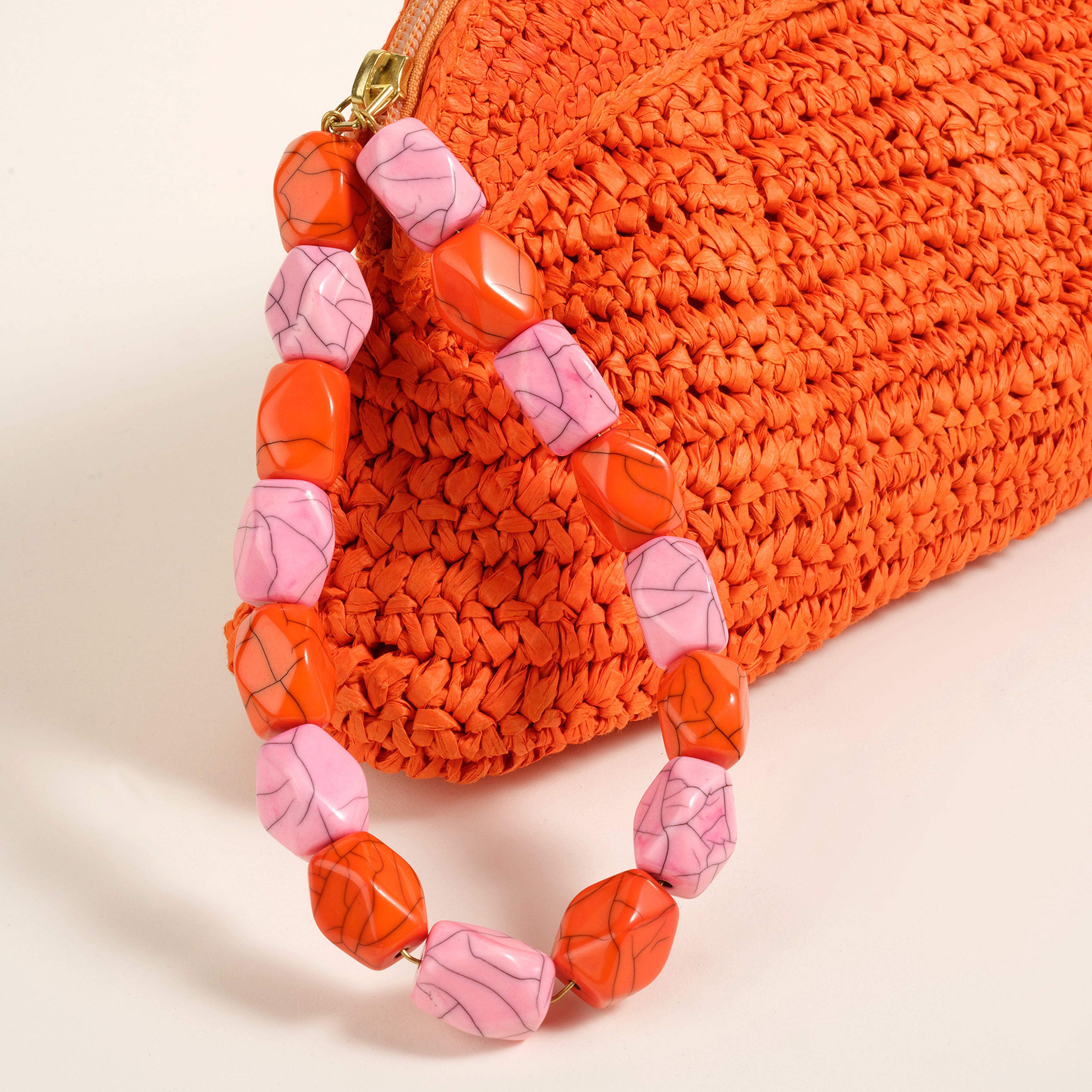 Delhı Rafya El Çantası 34x18 Cm Turuncu