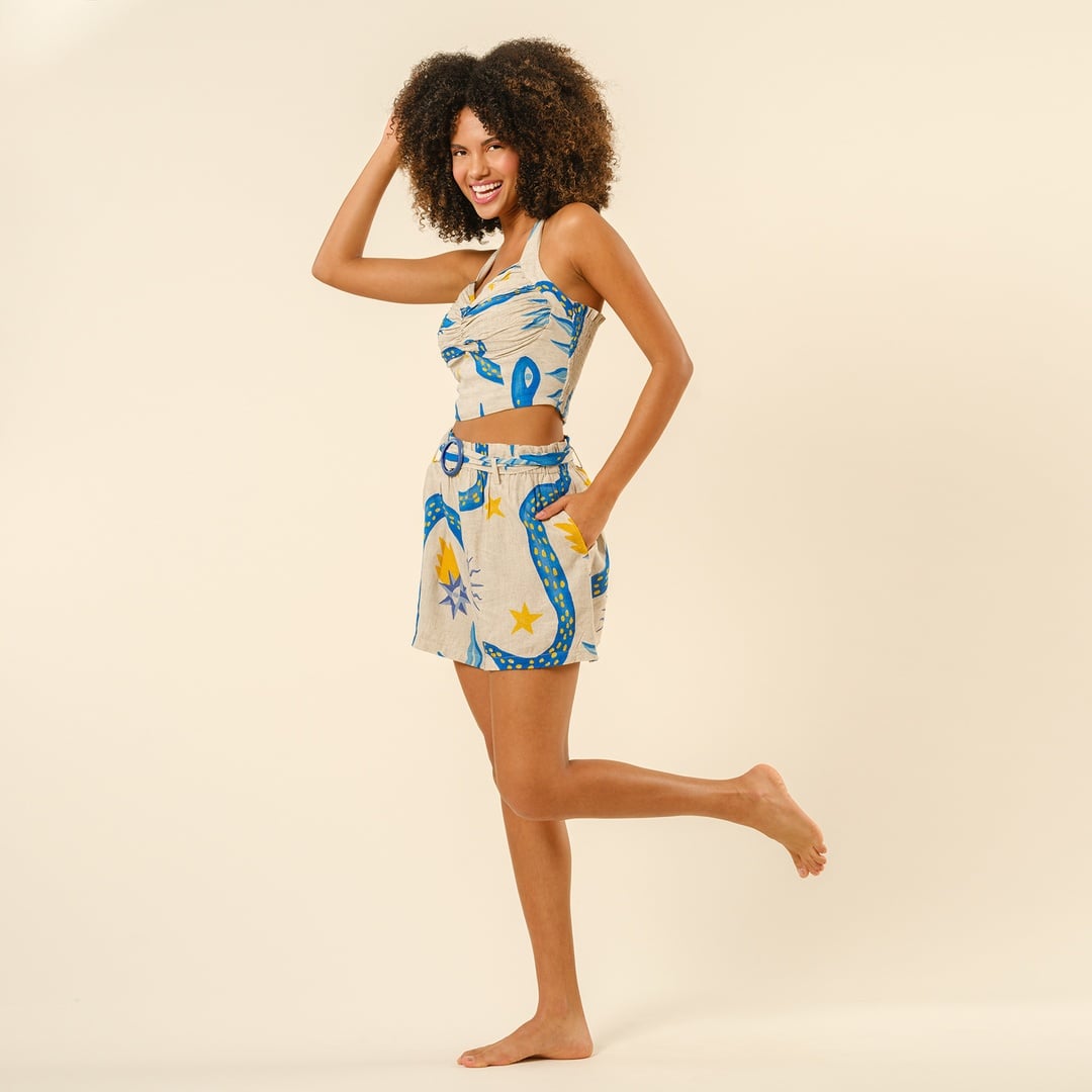 Protı Dijital Baskılı Büstiyer - Ekru