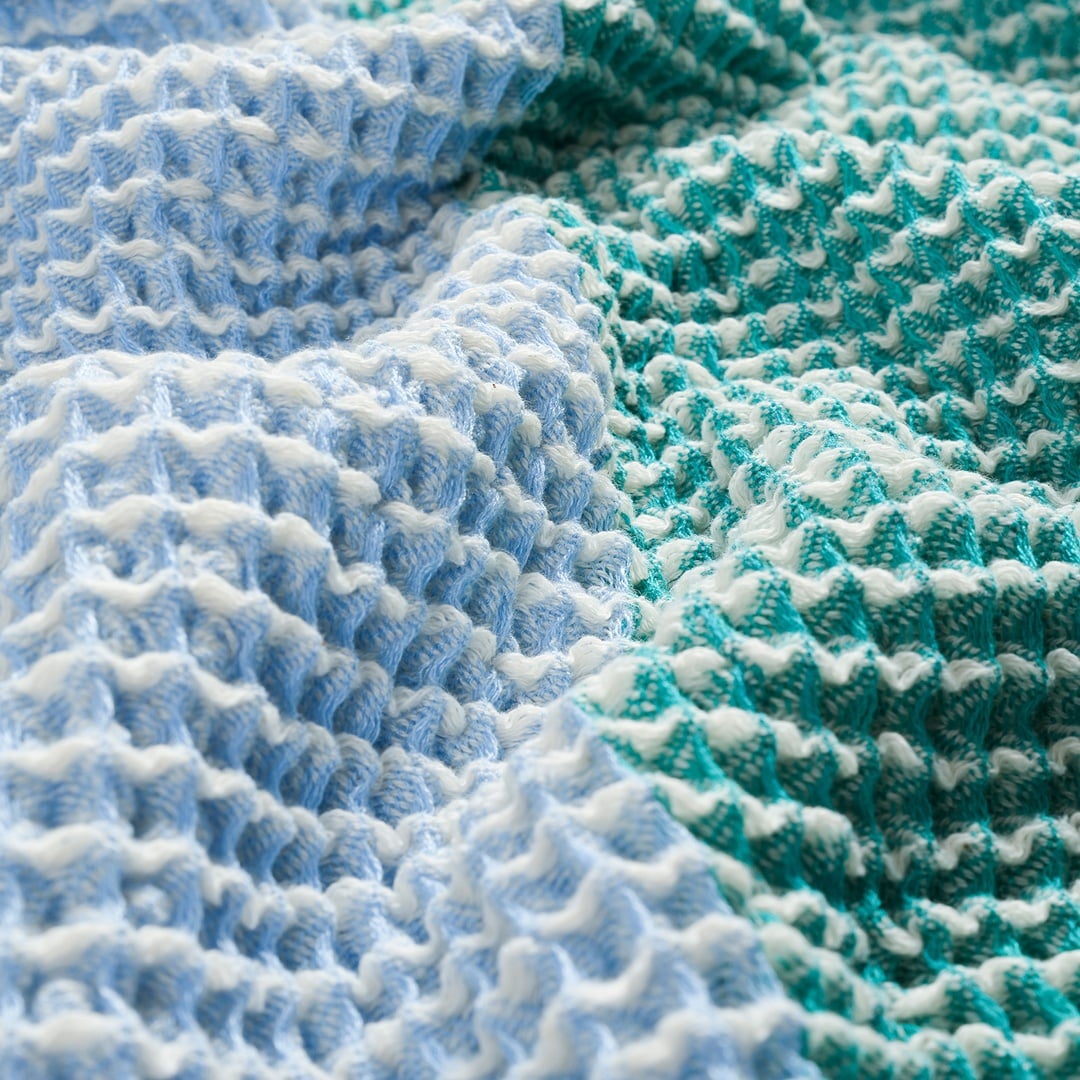 Baklan Waffle Pamuk Pamuklu Peştamal 90x170 Cm Yeşil - Mavi