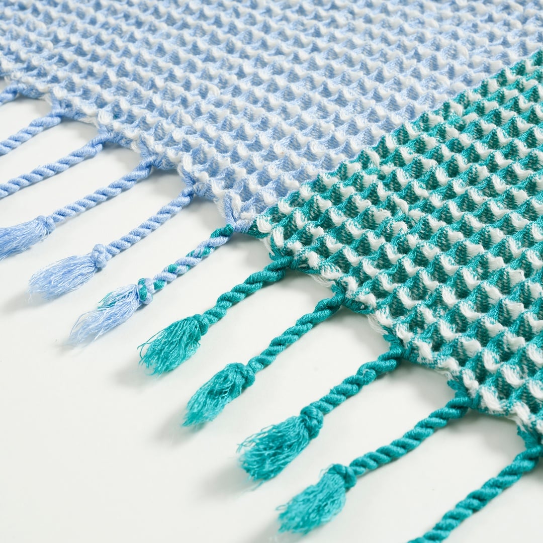 Baklan Waffle Pamuk Pamuklu Peştamal 90x170 Cm Yeşil - Mavi