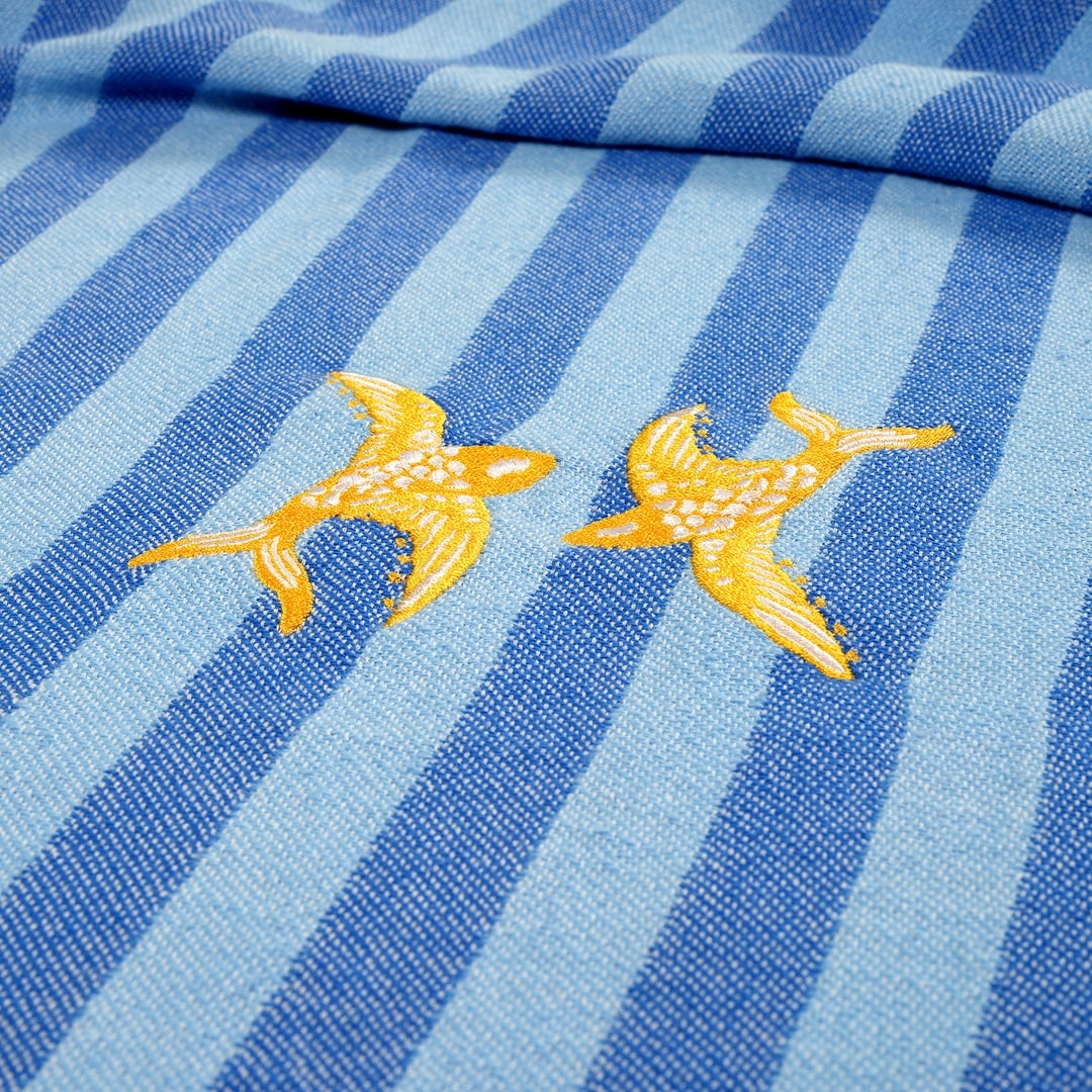 Baklan Nakışlı Pamuk Pamuklu Peştamal 90x170 Cm Mavi