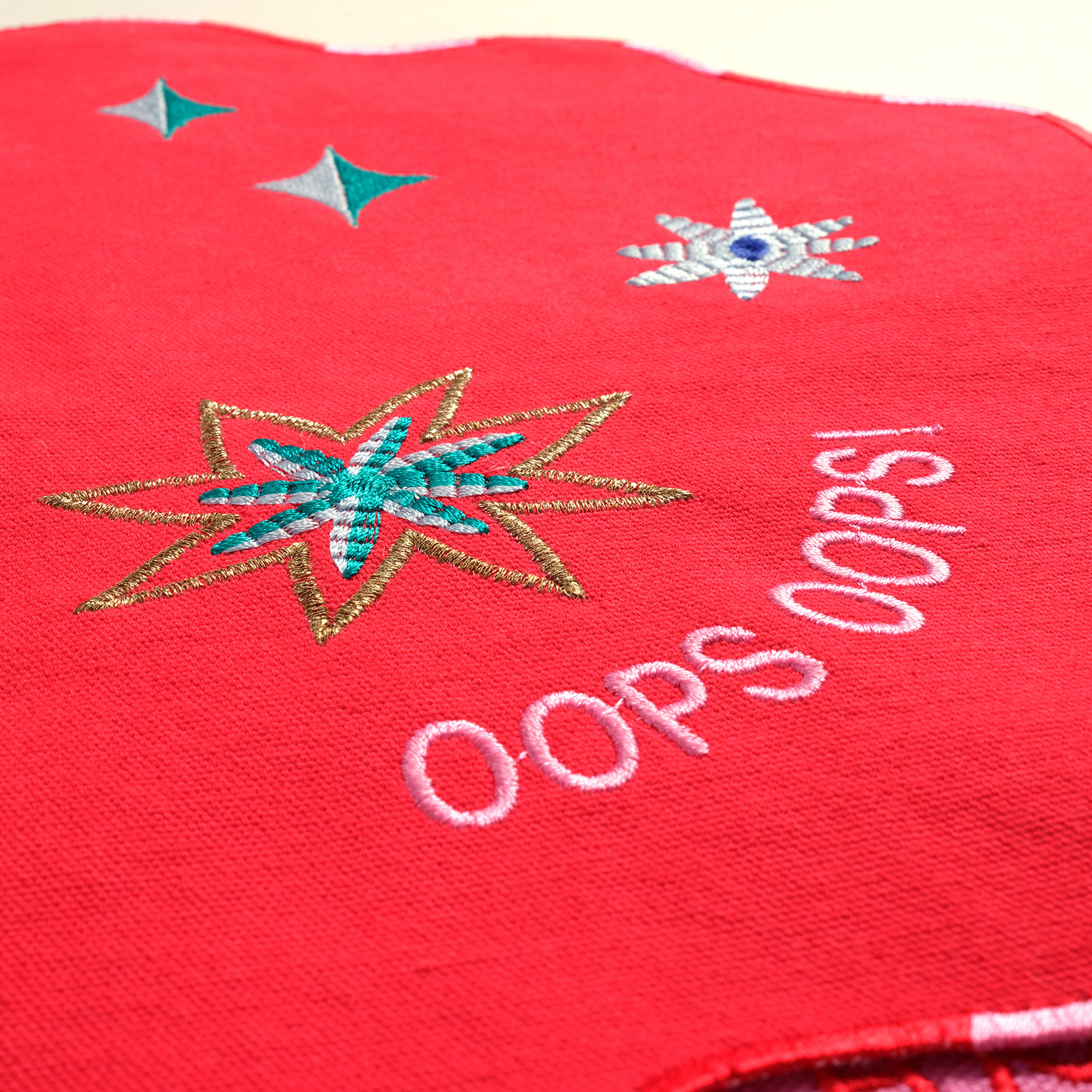 Nilüfer Dijital Baskılı Nakışlı Pamuk Amerikan Servis 35x50 Cm Pembe - Kırmızı