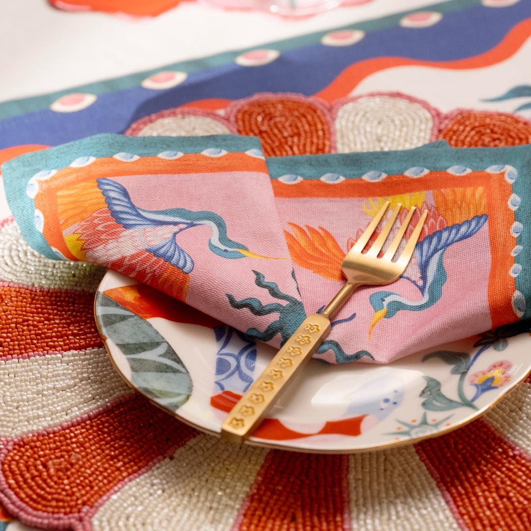 Nilüfer Dijital Baskılı Pamuk Peçete 25x25 Cm Renkli