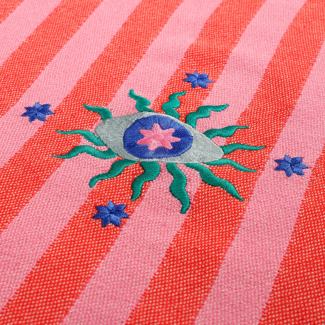 Baklan Nakışlı Pamuk Pamuklu Peştamal 90x170 Cm Kırmızı - Pembe