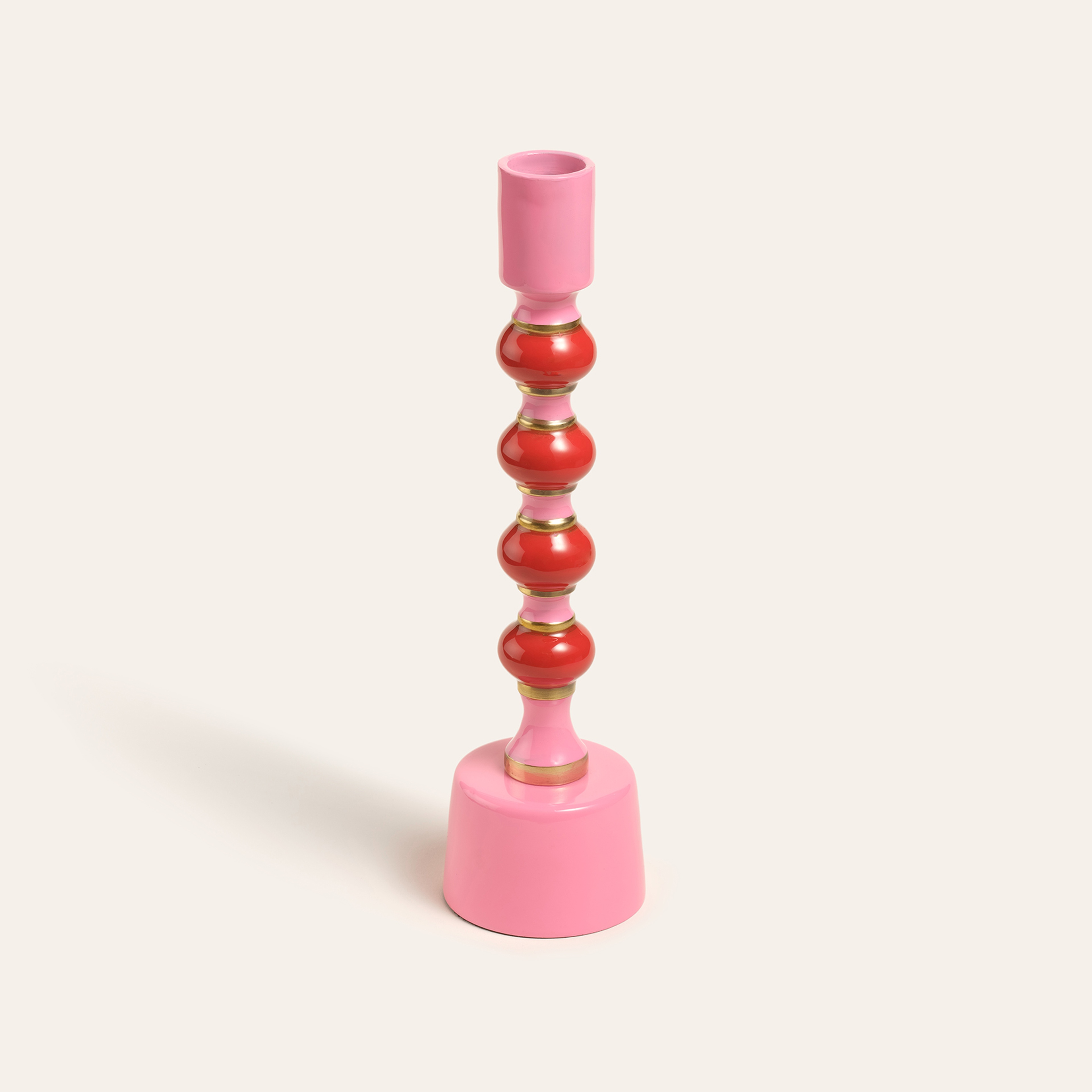 Nanpur Metal Şamdan 7x7x23 Cm Pembe