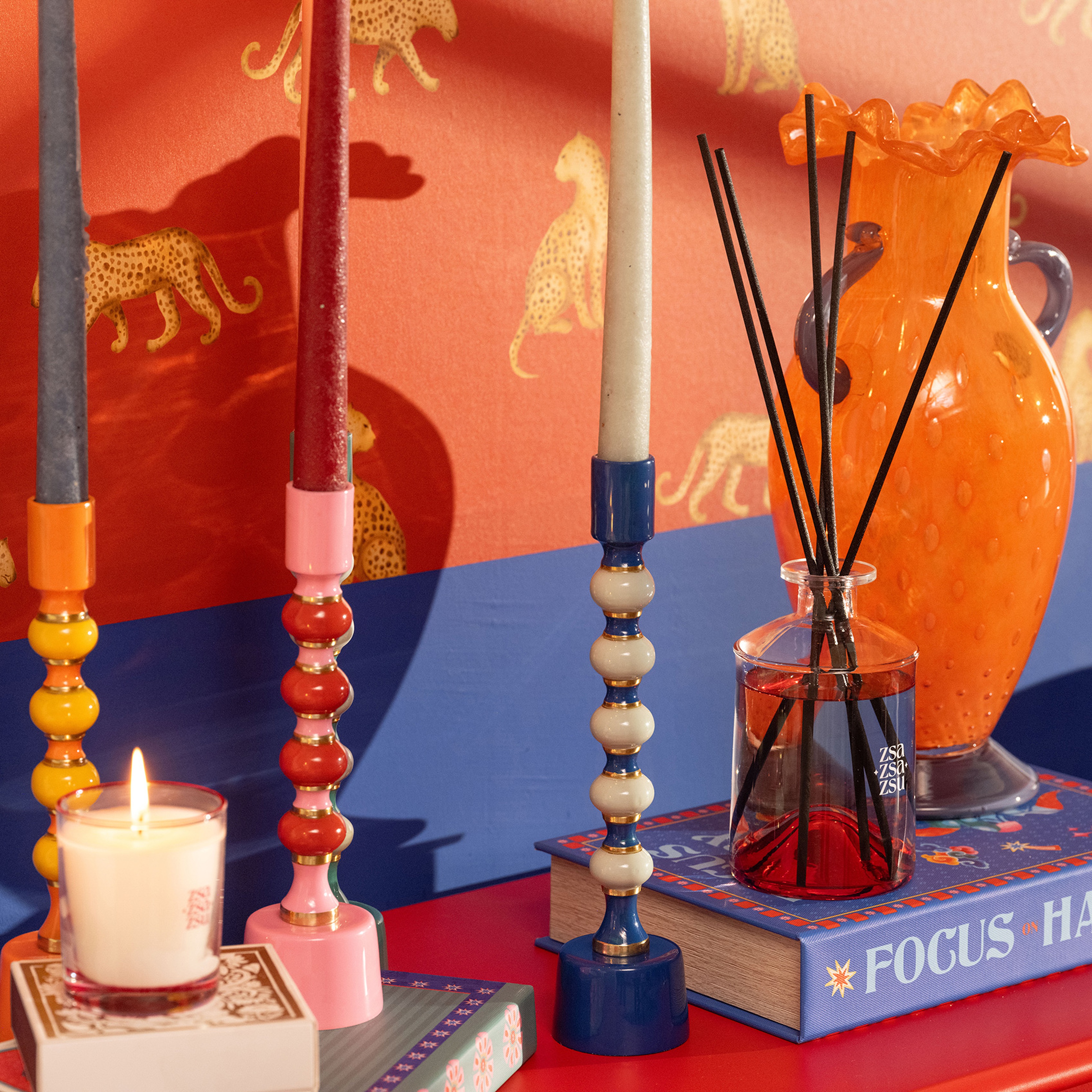 Nanpur Metal Şamdan 7x7x28 Cm Mavi