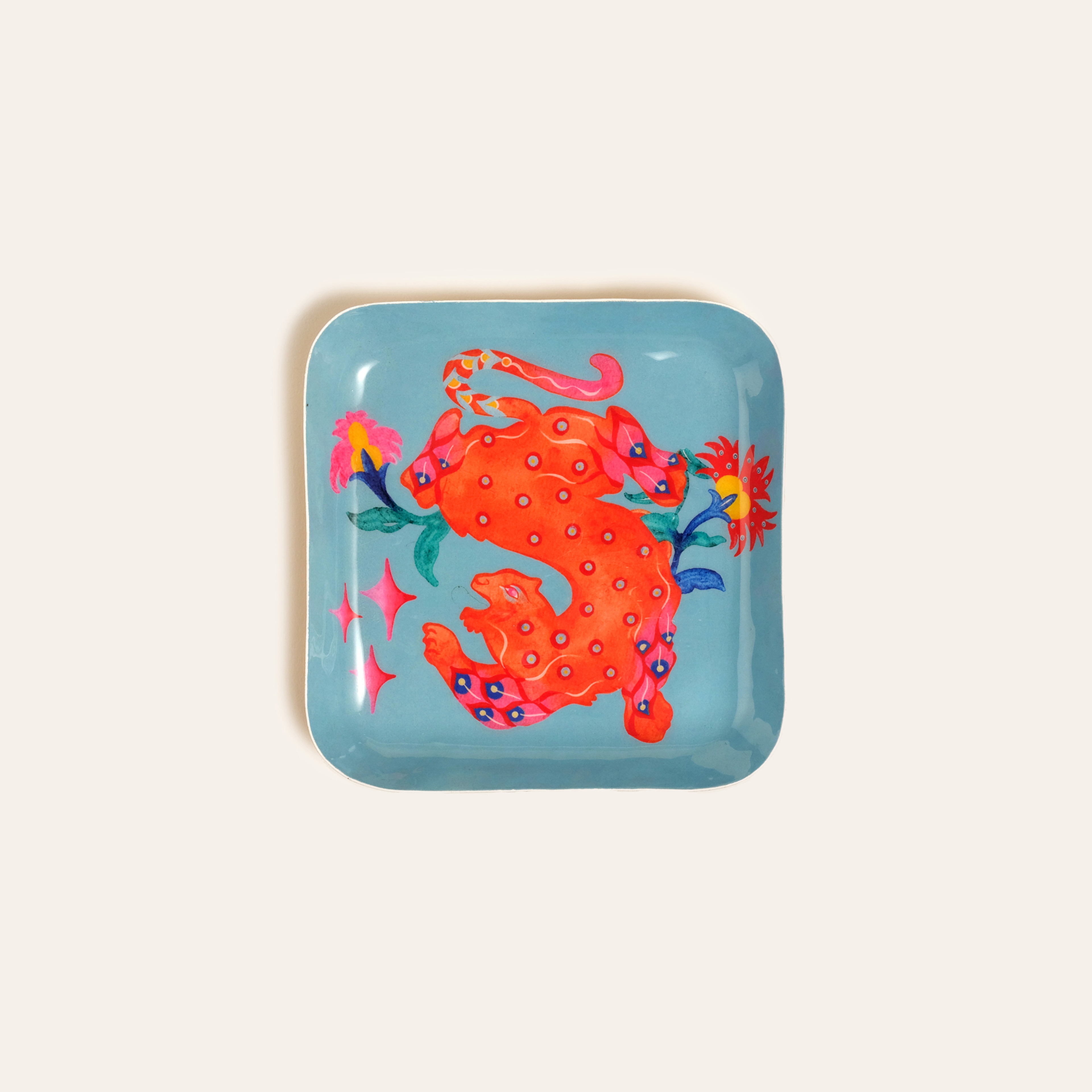 Nanpur Metal Dekoratif Tepsi 15x15x3 Cm Mavi