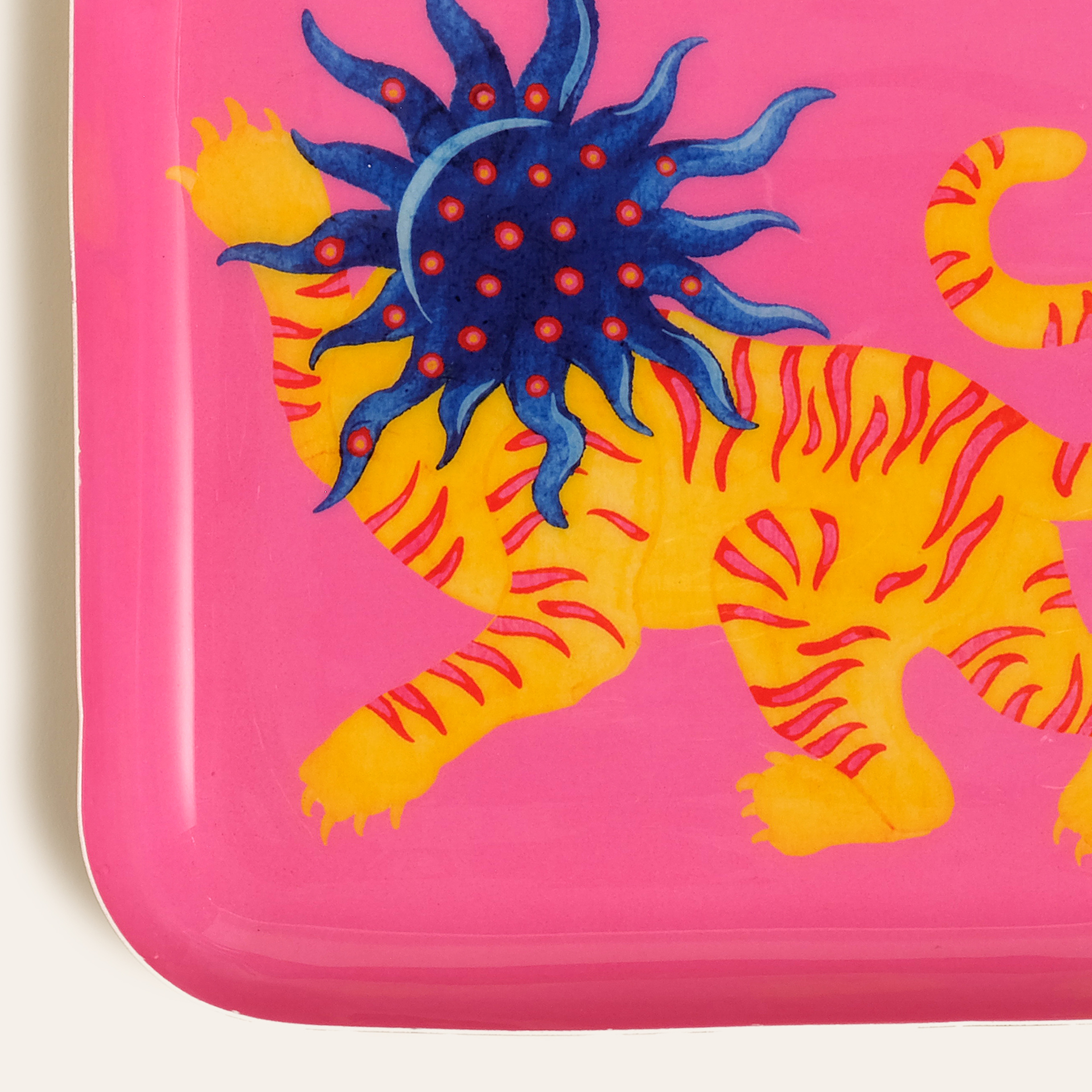 Nanpur Metal Dekoratif Tepsi 19x19x2 Cm Pembe - Sarı