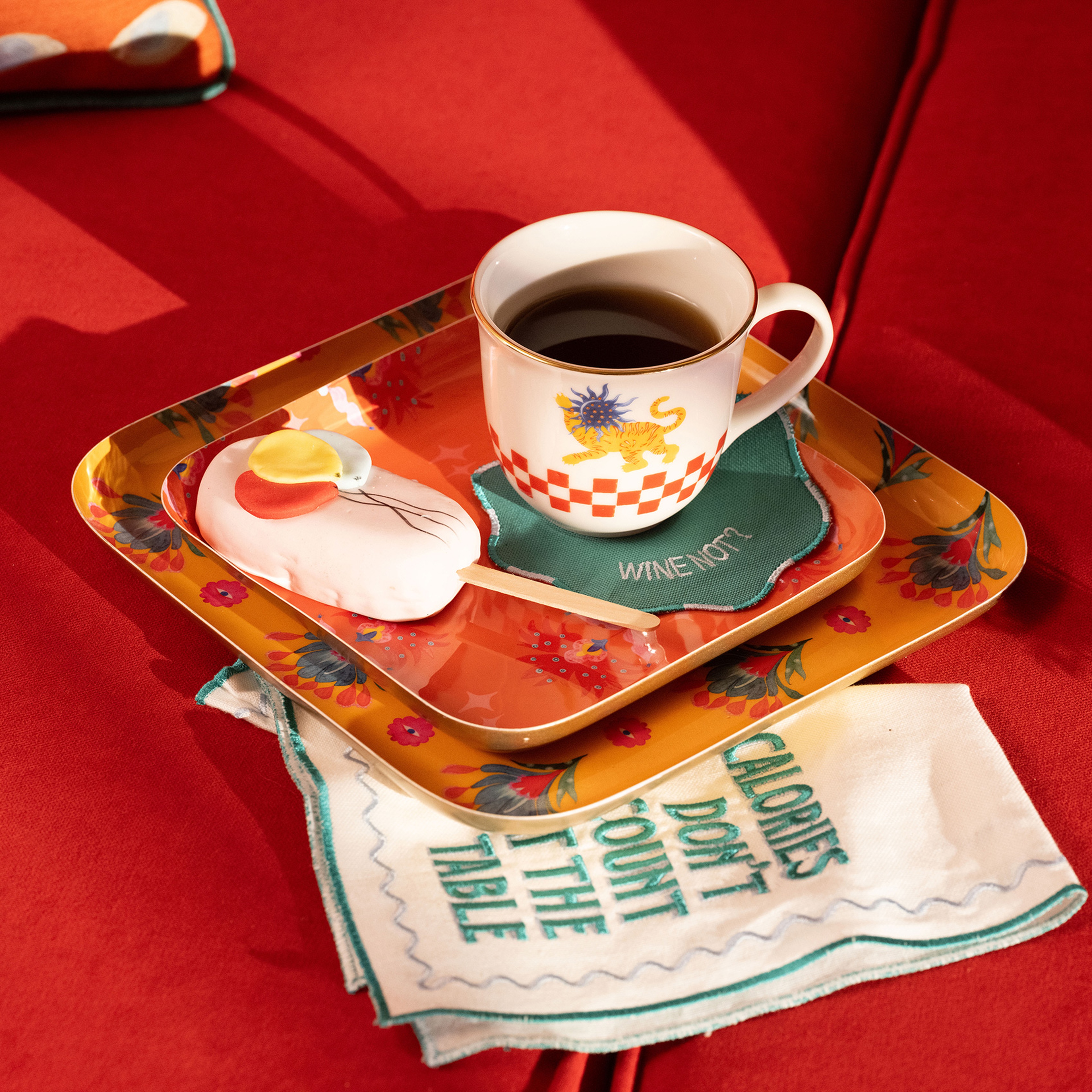 Nanpur Metal Dekoratif Tepsi 19x19x2 Cm Turuncu