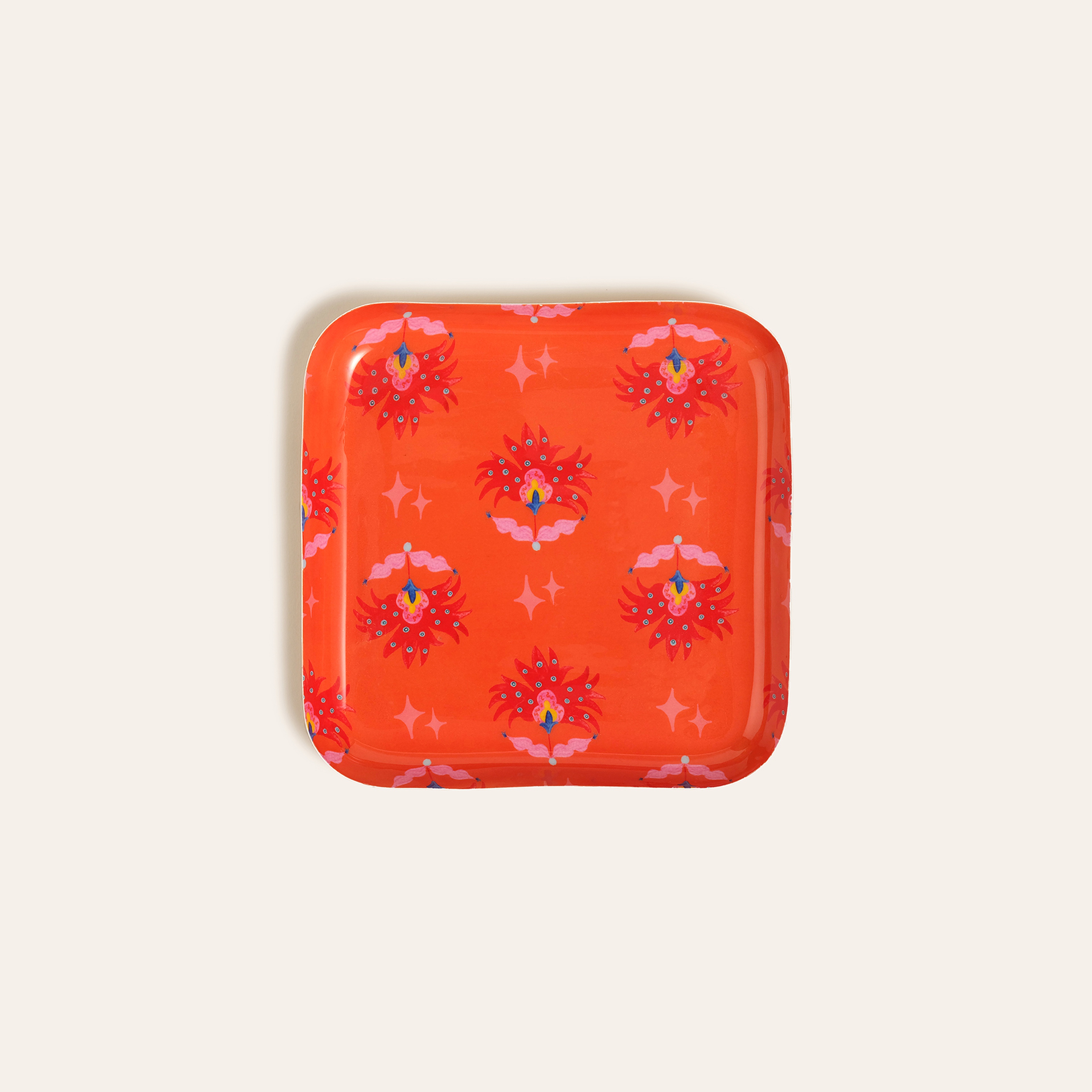 Nanpur Metal Dekoratif Tepsi 19x19x2 Cm Turuncu