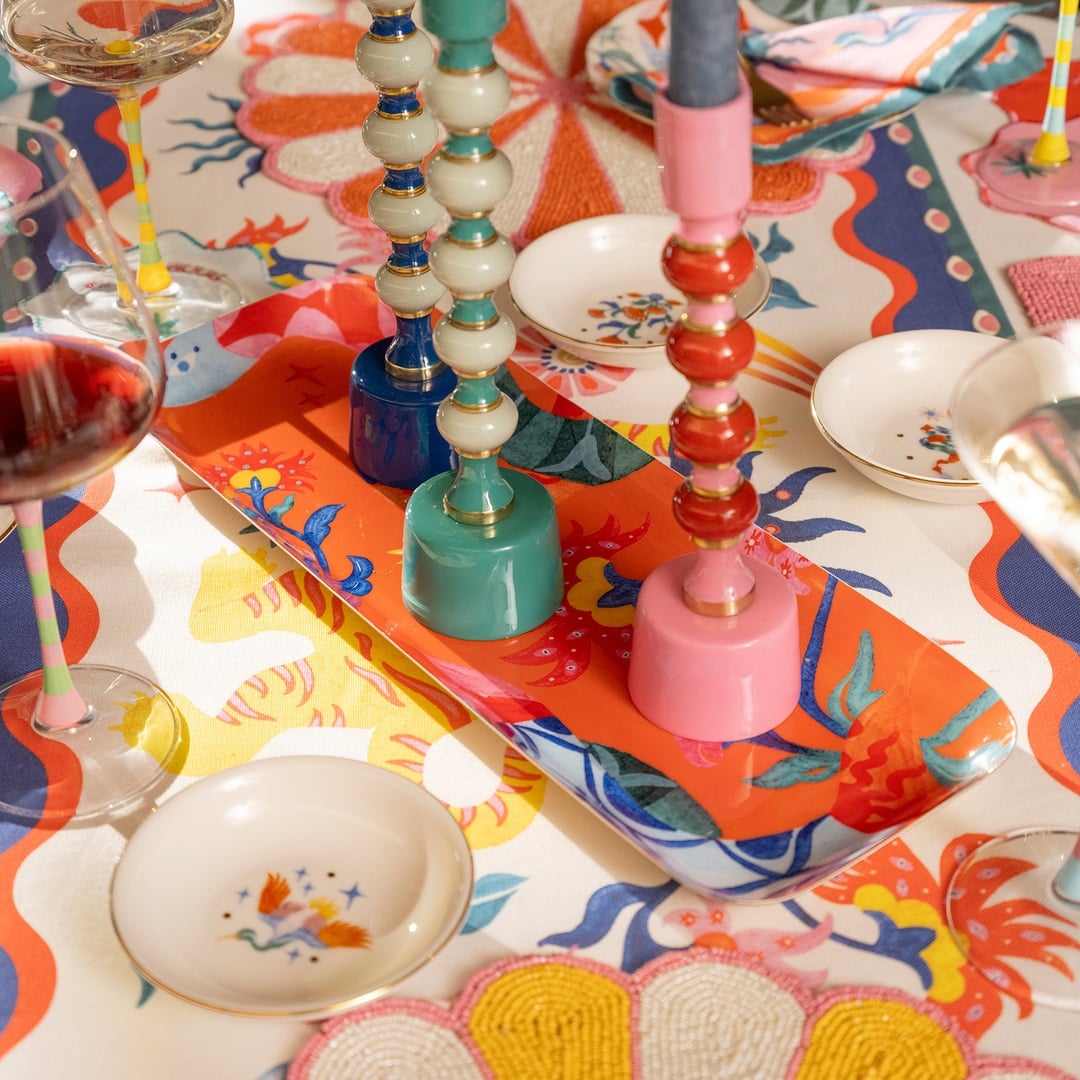 Nanpur Metal Dekoratif Tepsi 42x15x2 Cm Turuncu