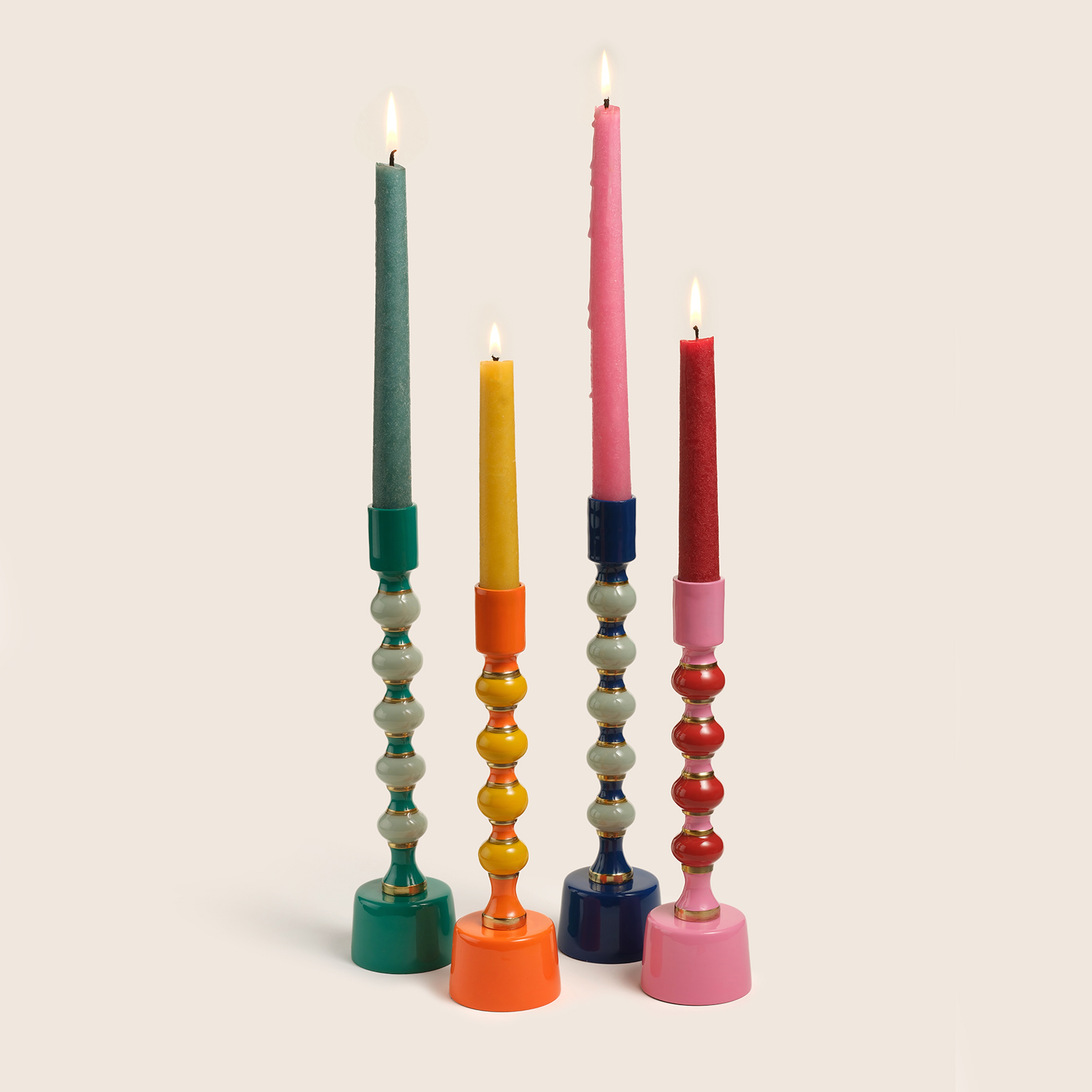 Nanpur Metal Şamdan 7x7x23 Cm Turuncu