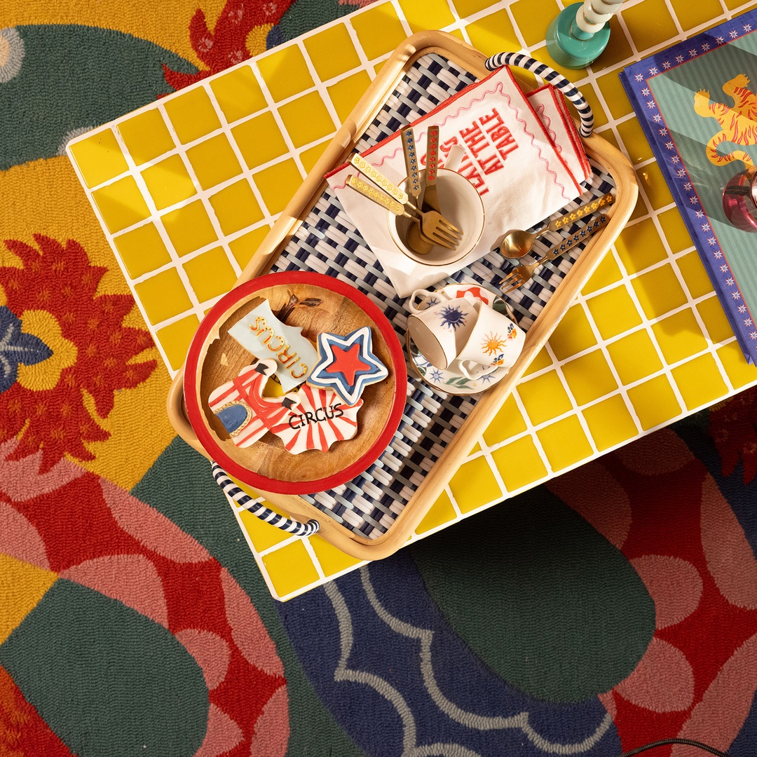 Java Sentetik Rattan Dekoratif Tepsi 51 Cm Lacivert