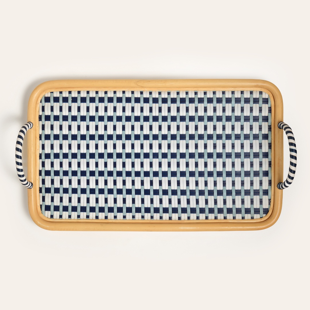 Java Sentetik Rattan Dekoratif Tepsi 51 Cm Lacivert