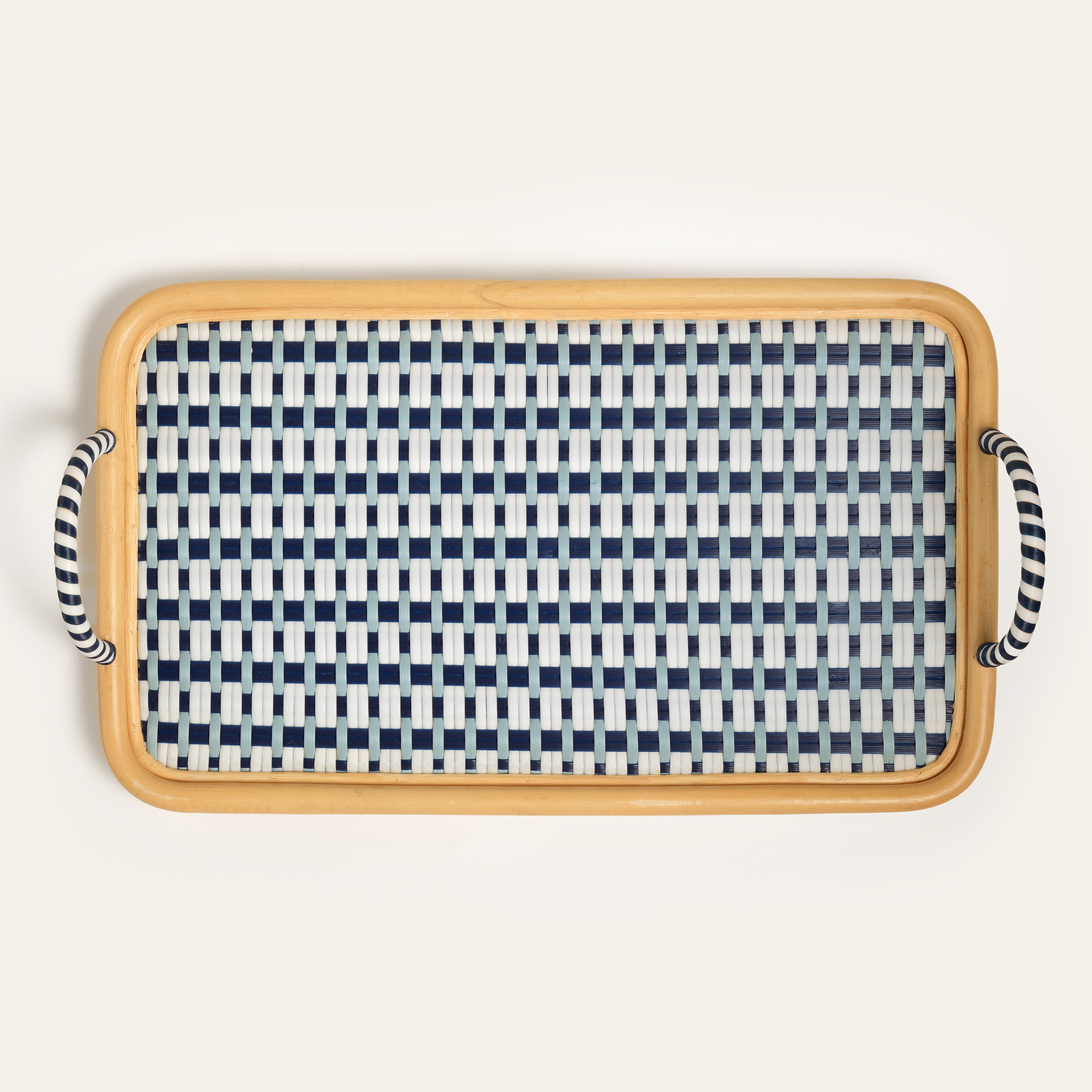 Java Sentetik Rattan Dekoratif Tepsi 51 Cm Lacivert