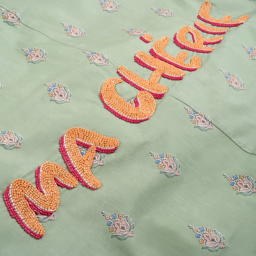 Sansad 200 Tc Püsküllü El İşi Nakışlı E.kıng Sıze Pamuk Percale Nevresim Takımı 260x240 Cm Yeşil