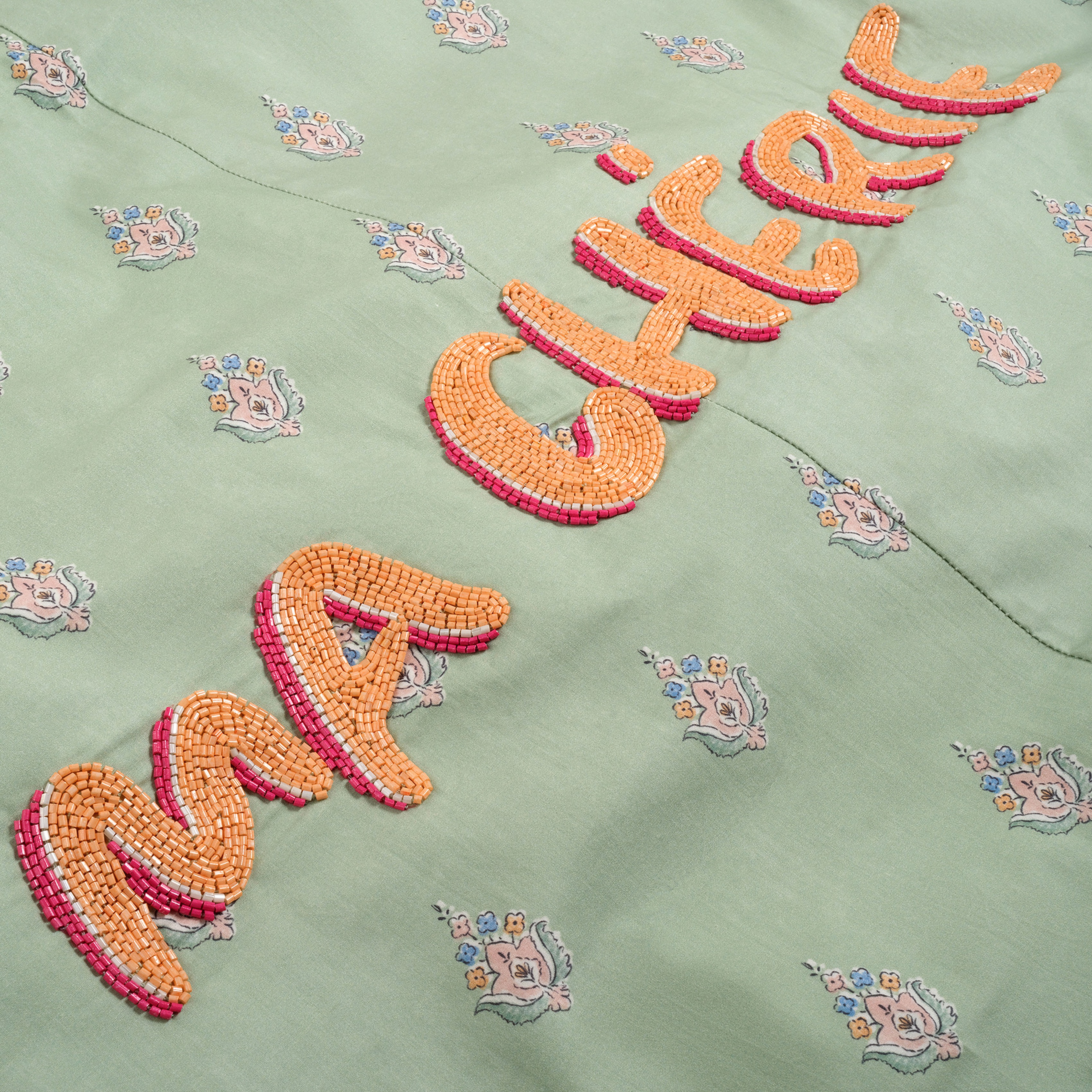 Sansad 200 Tc Püsküllü El İşi Nakışlı Çift Kişilik Pamuk Percale Nevresim Takımı 200x220 Cm Yeşil