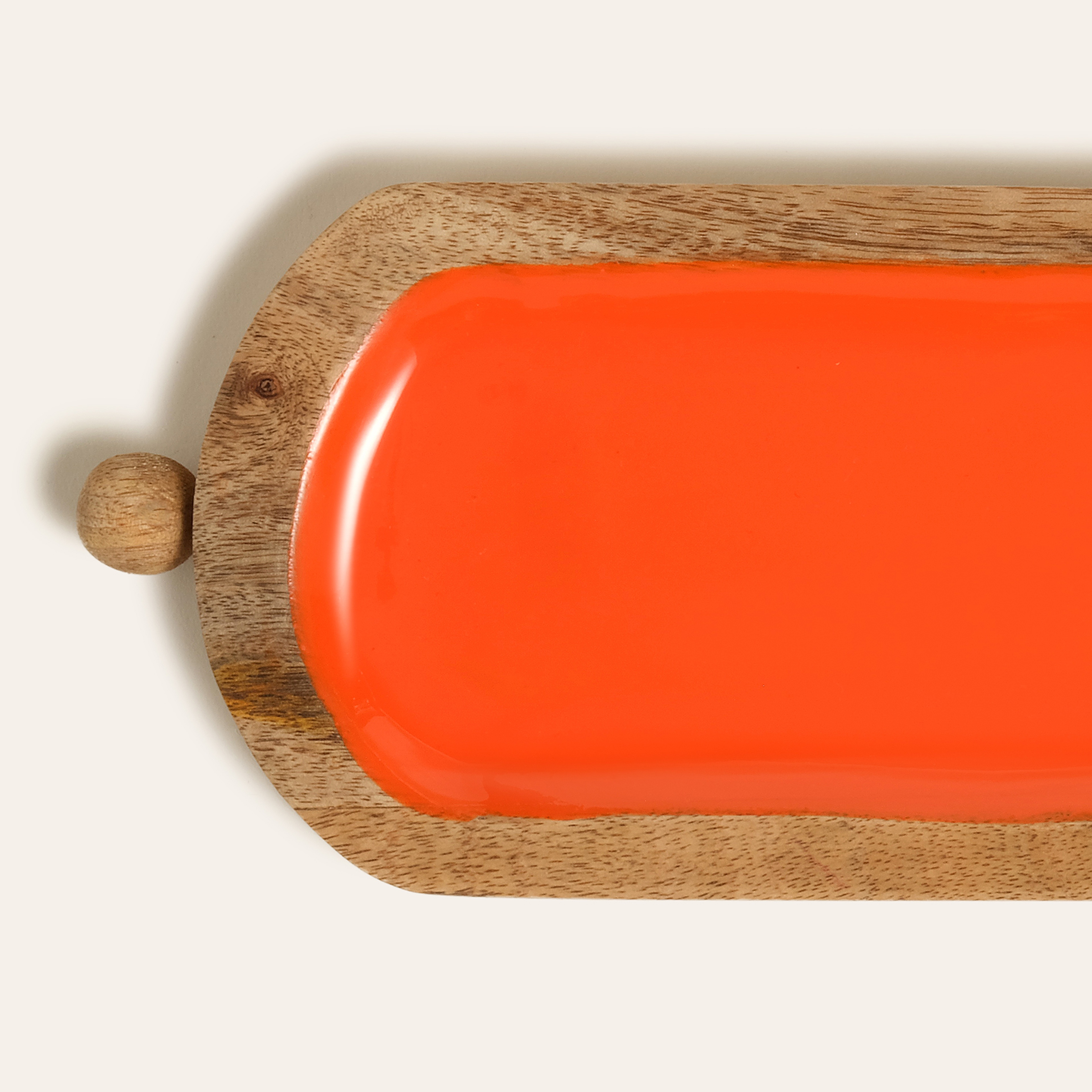 Lakrı Mango Ağacı Tepsi 59x12x3 Cm Turuncu