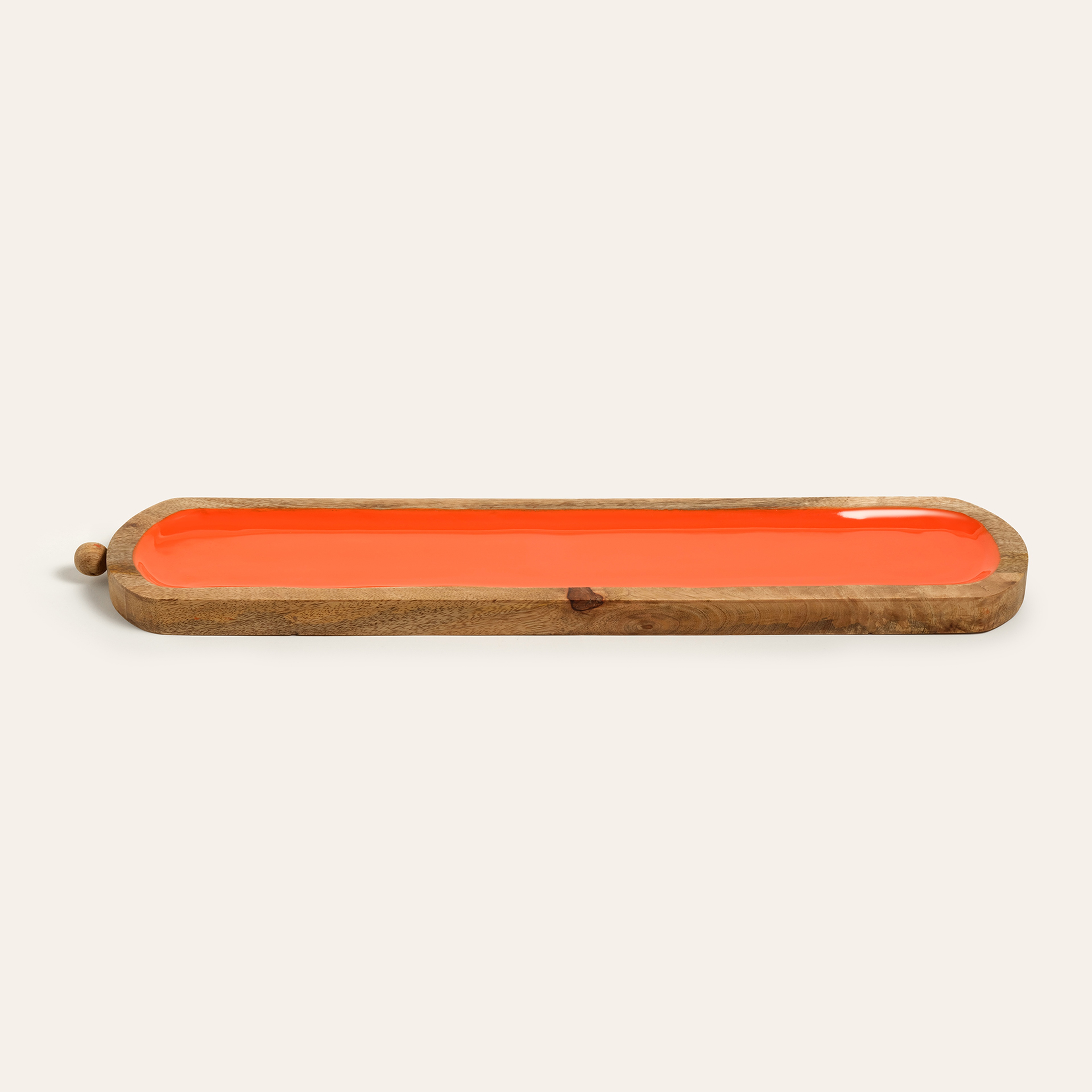 Lakrı Mango Ağacı Tepsi 59x12x3 Cm Turuncu
