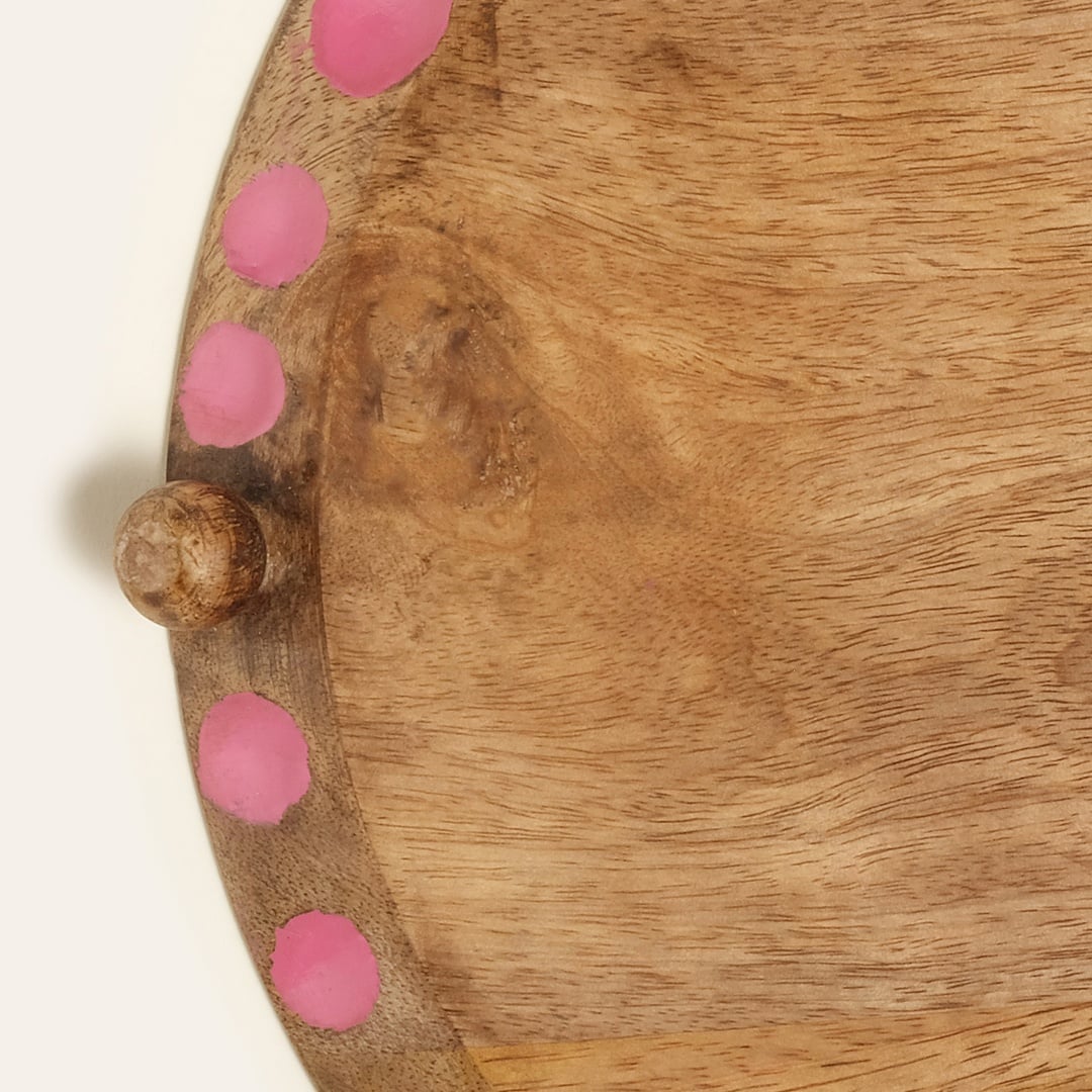 Lakrı Mango Ağacı Sunum Tahtası 30x30x2 Cm Fuşya