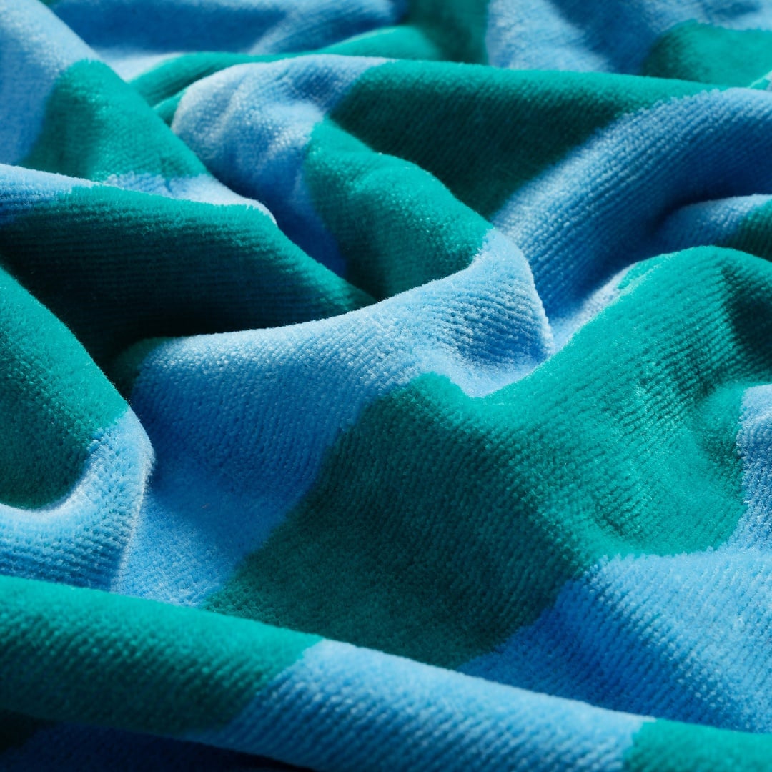 Tabea Nakışlı Pamuk Plaj Havlusu 90x180 Cm Yeşil - Mavi