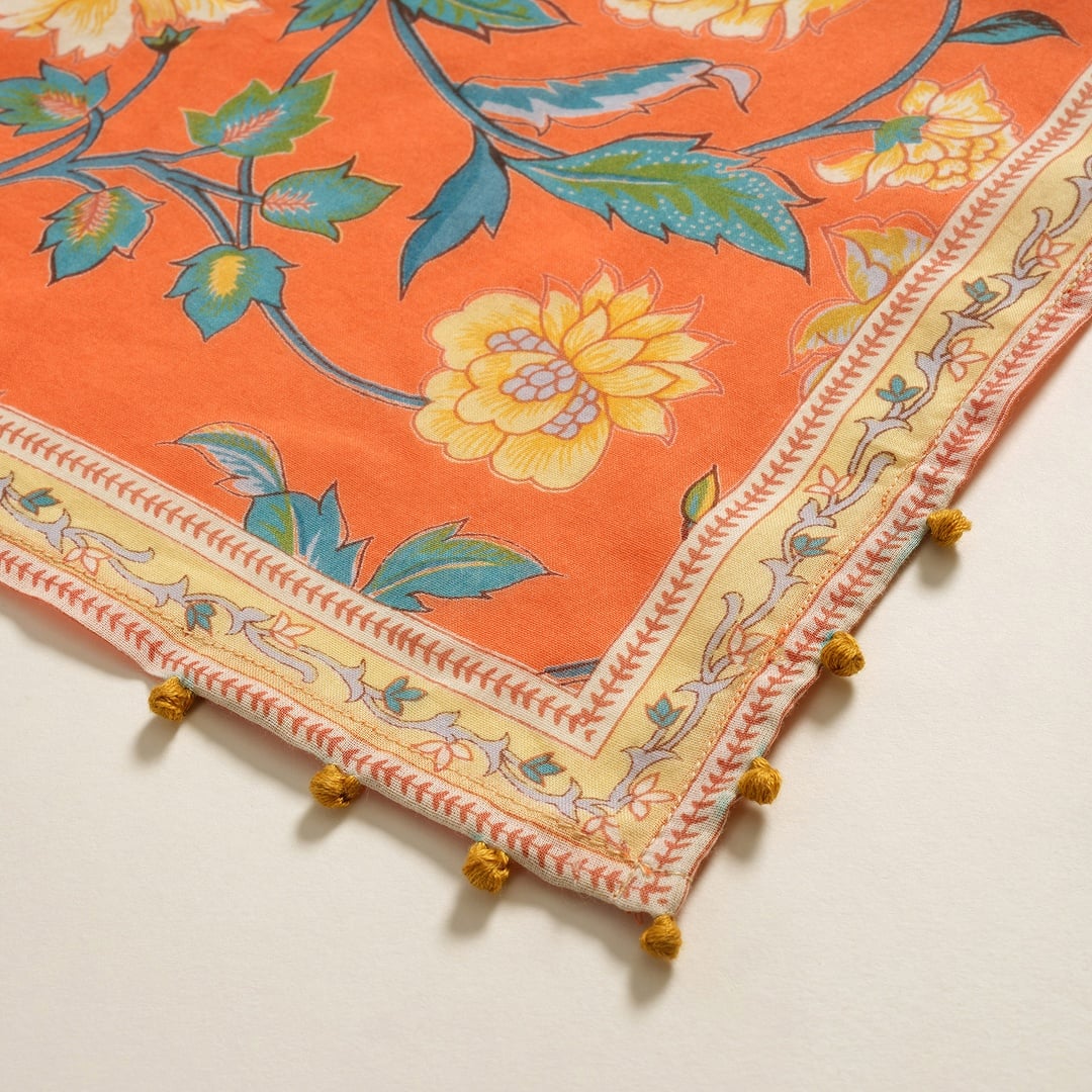 Gaya El Baskısı Fular 115x115 Cm Turuncu