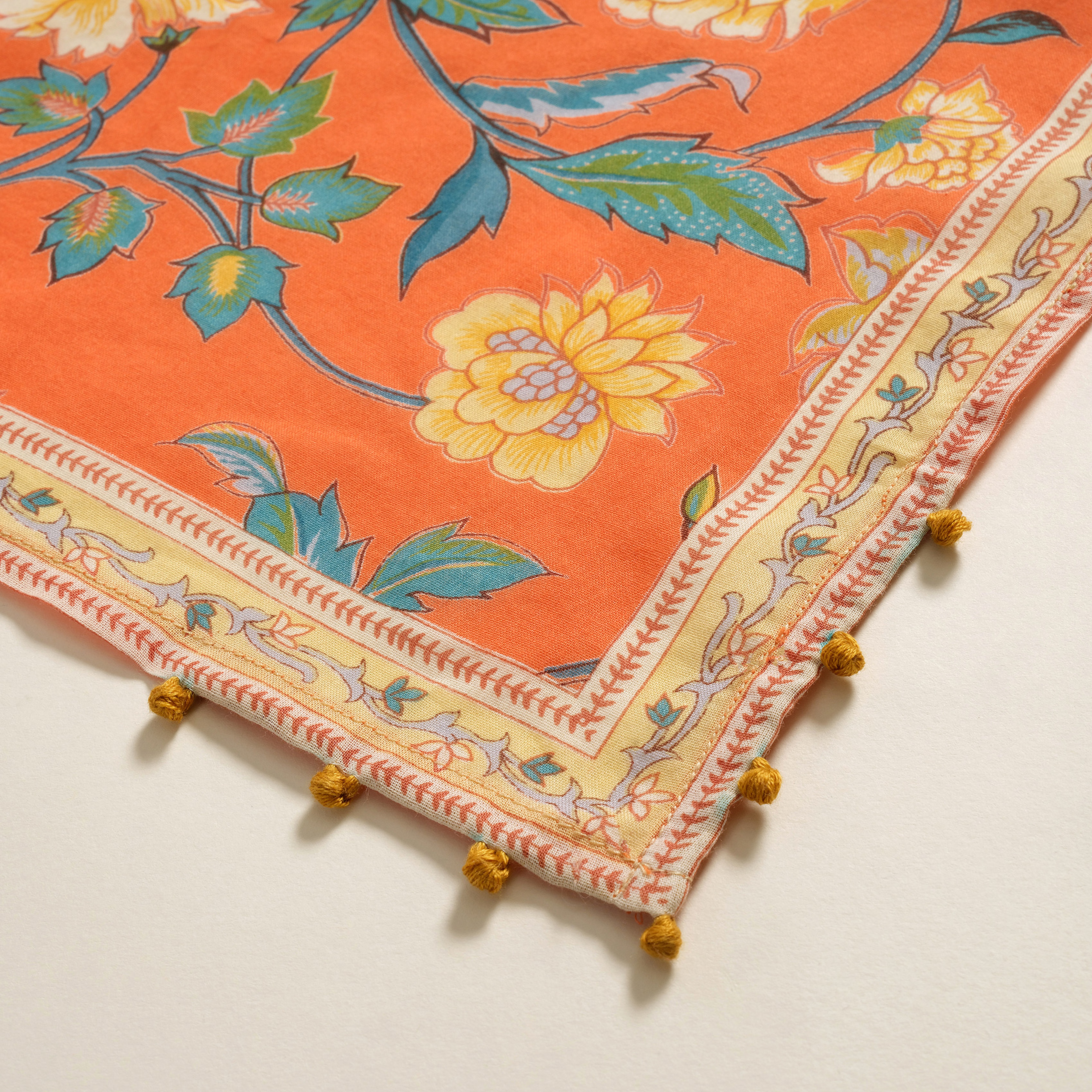 Gaya El Baskısı Fular 115x115 Cm Turuncu