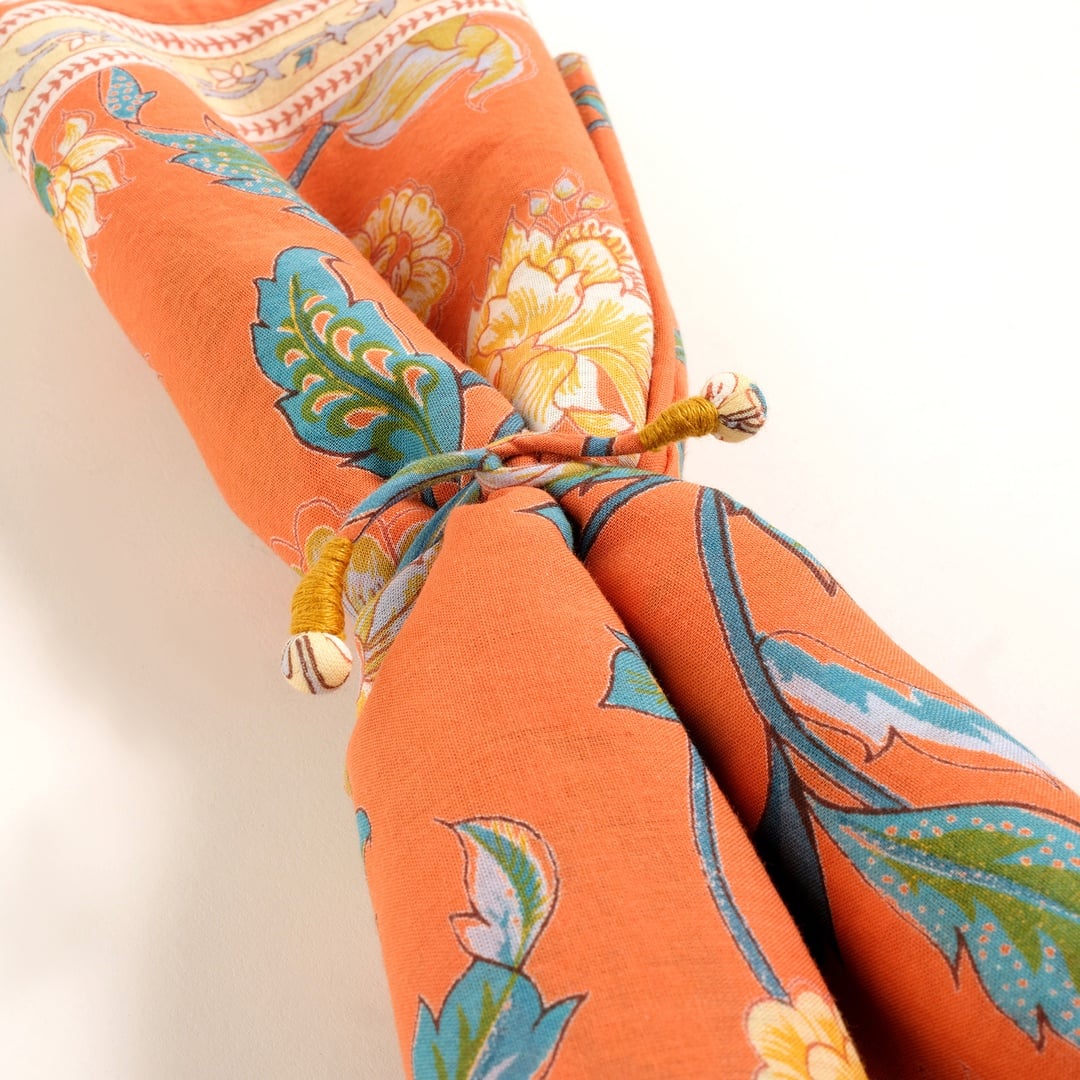 Gaya El Baskısı Fular 115x115 Cm Turuncu