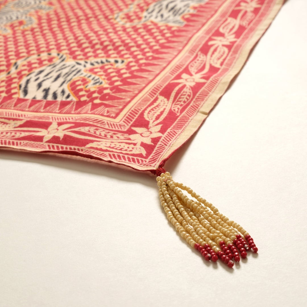 Gaya El Baskısı Fular 115x115 Cm Kırmızı