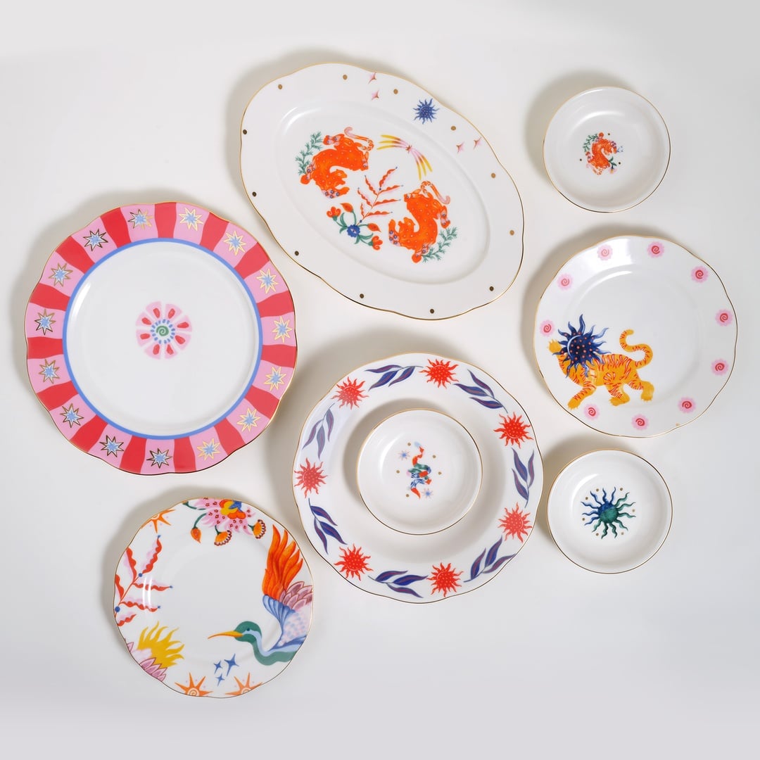 Emet Porselen Çukur Tabak 23x23x4.5 Cm Renkli