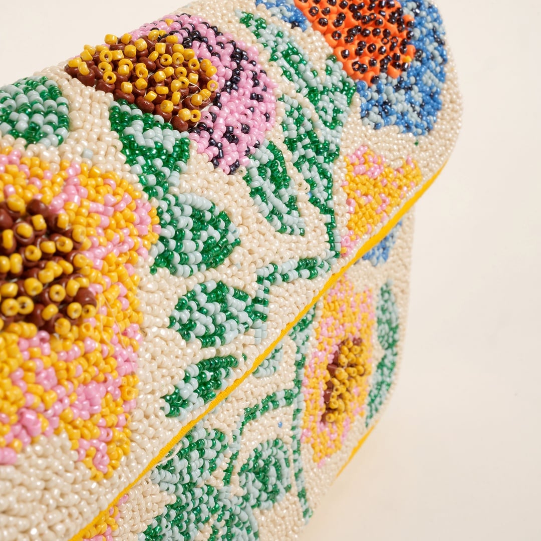 Delhı Boncuklu Polyester Omuz Çantası 24x16.5 Cm Sarı