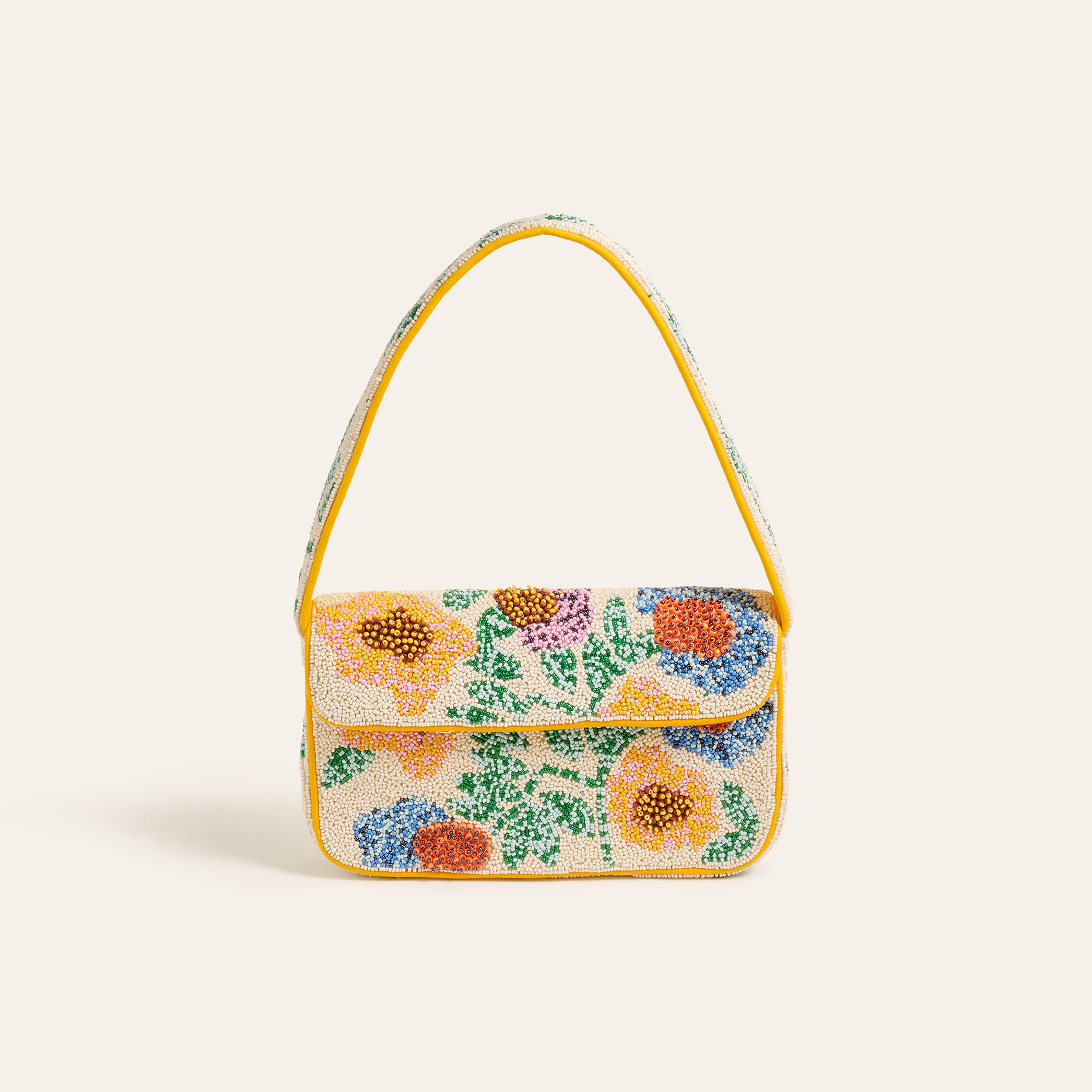 Delhı Boncuklu Polyester Omuz Çantası 24x16.5 Cm Sarı