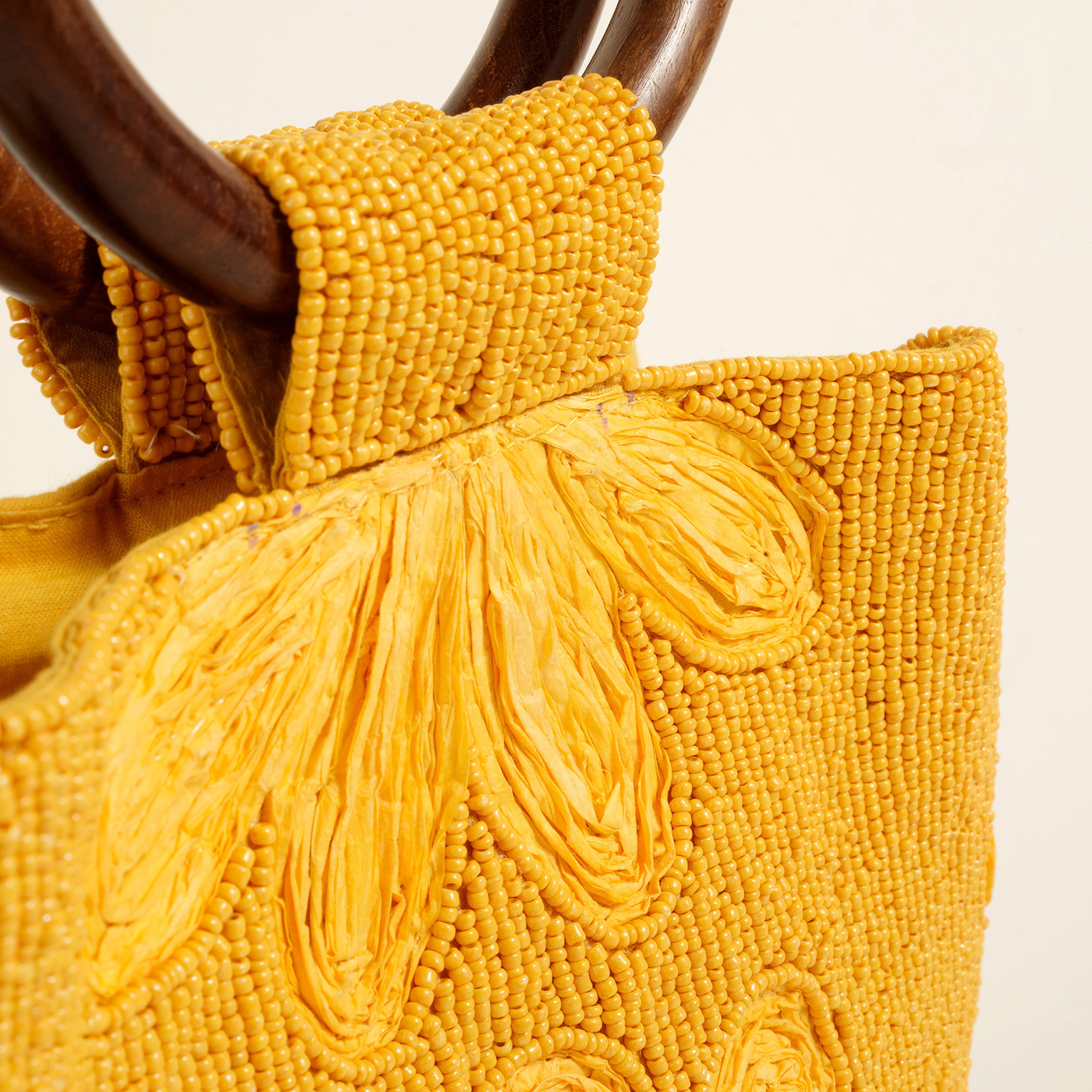 Delhı Rafya - Pamuk Tote Çanta 28x18 Cm Sarı