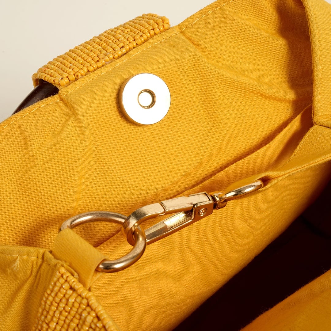 Delhı Rafya - Pamuk Tote Çanta 28x18 Cm Sarı