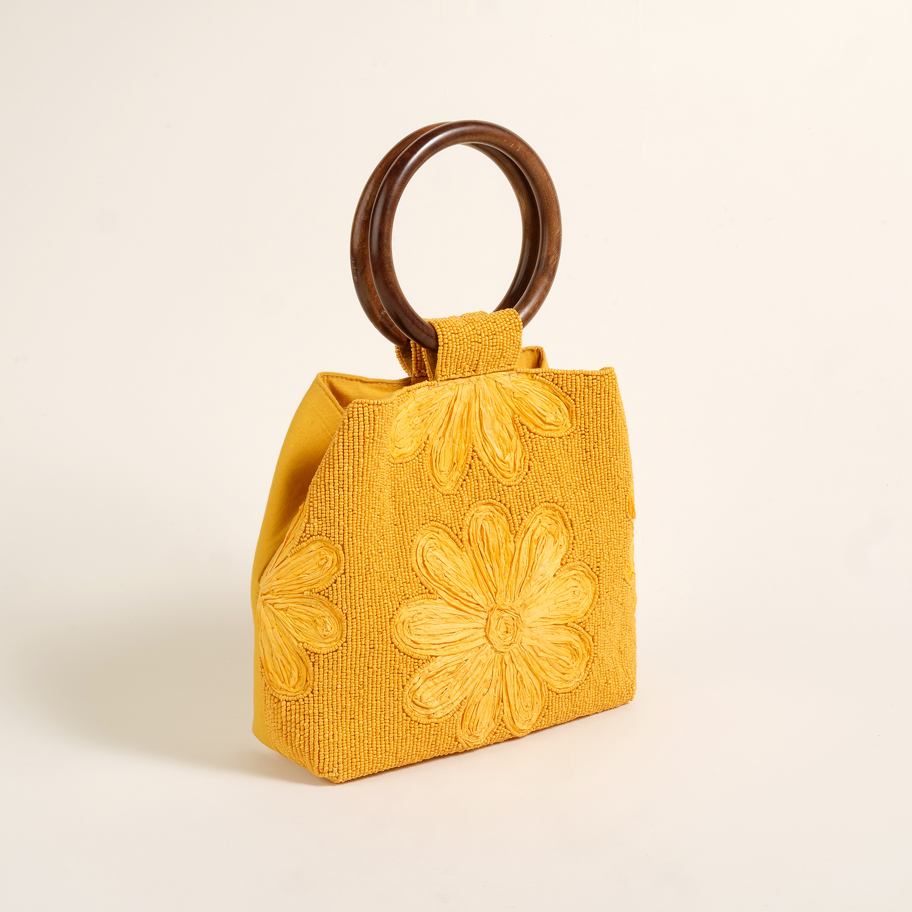 Delhı Rafya - Pamuk Tote Çanta 28x18 Cm Sarı