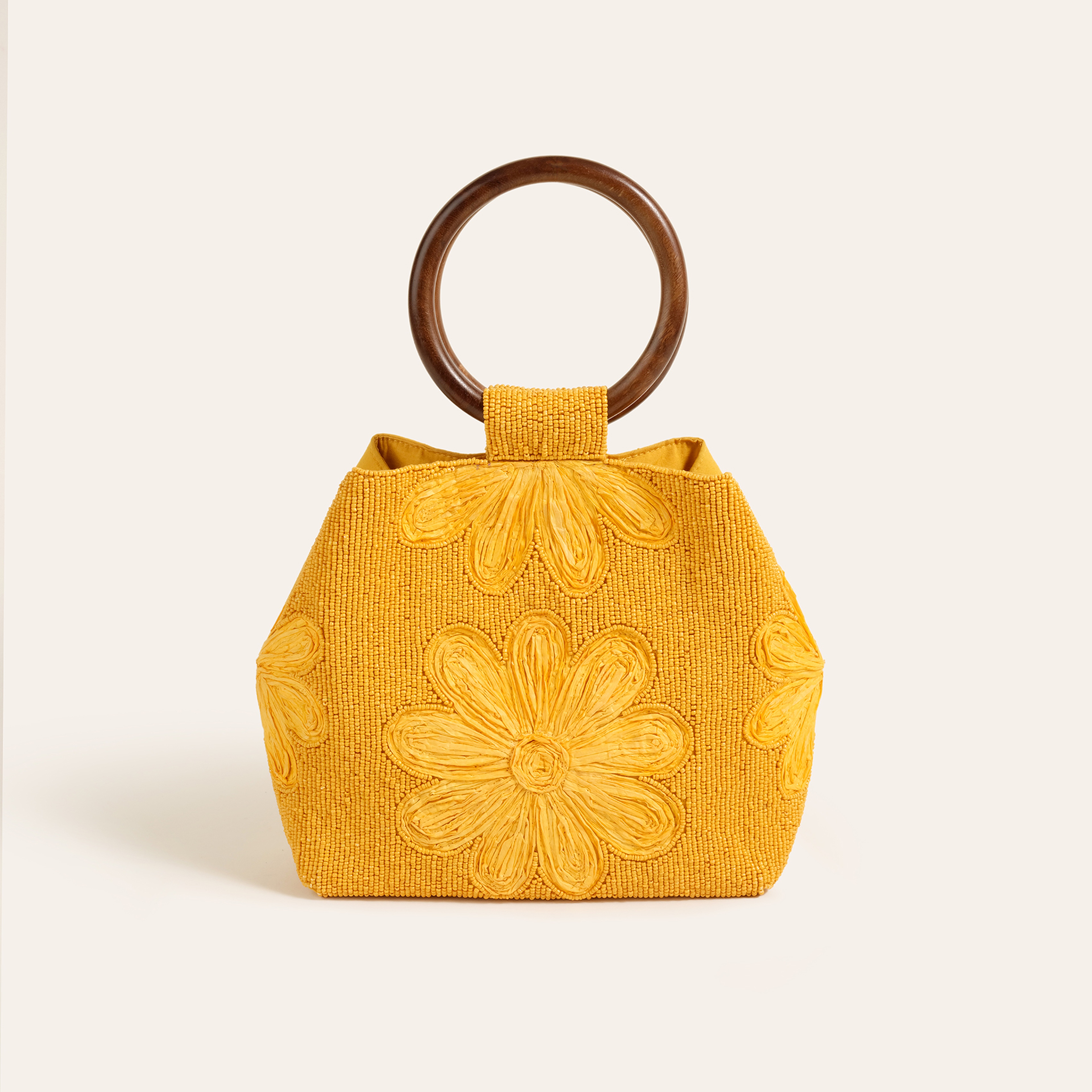 Delhı Rafya - Pamuk Tote Çanta 28x18 Cm Sarı