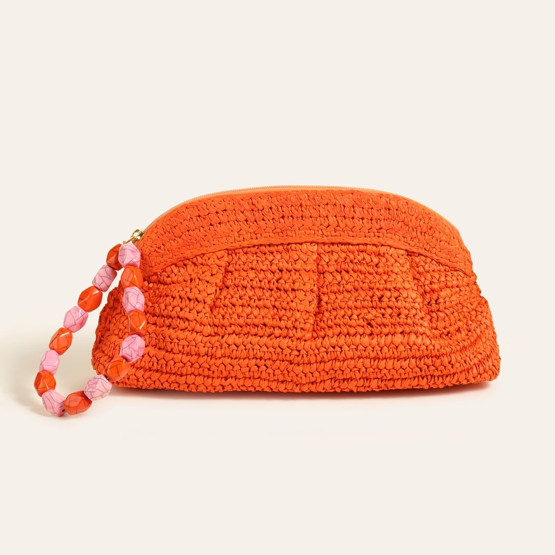 Delhı Rafya El Çantası 34x18 Cm Turuncu