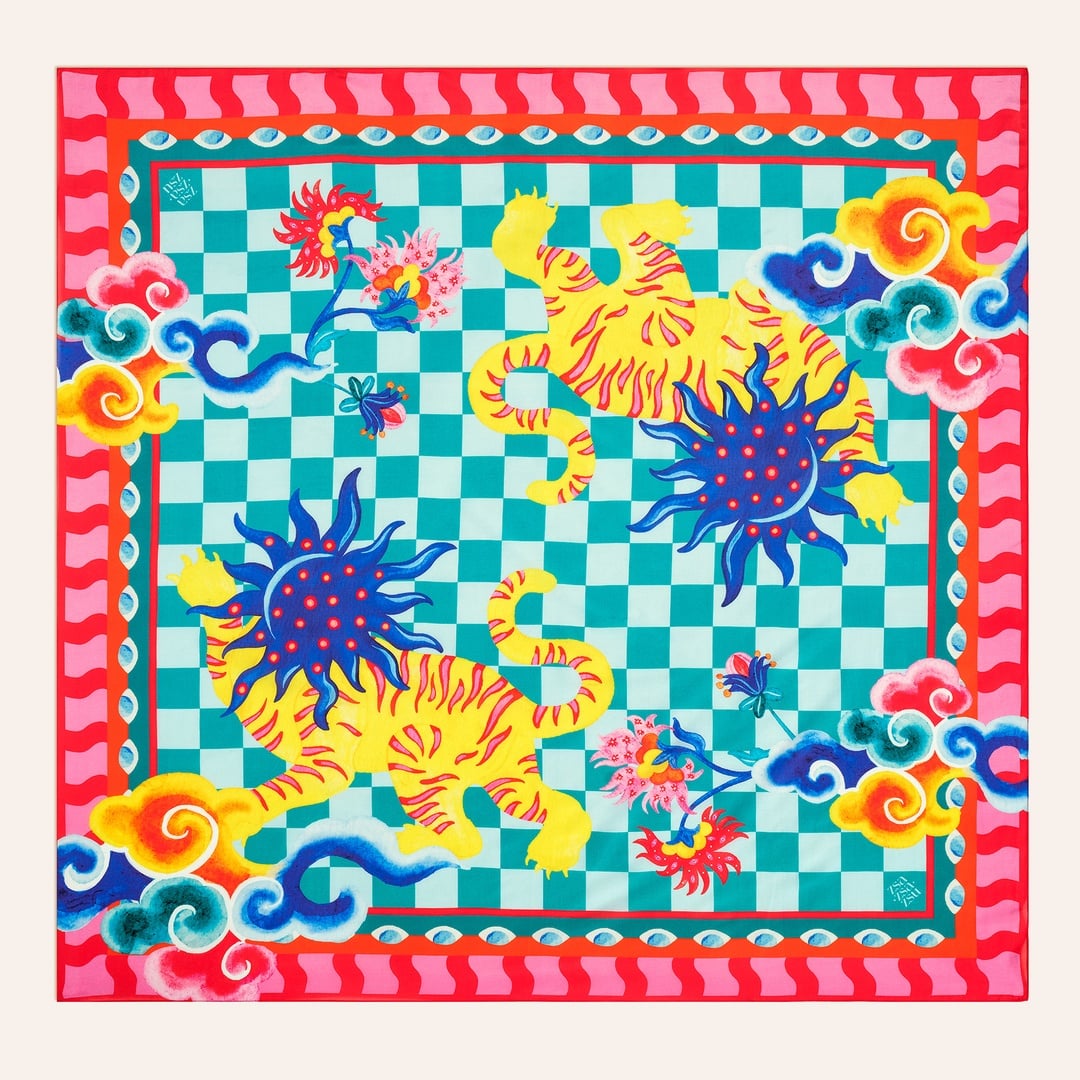 Pera Dijital Baskılı Pamuk Pamuk İpek Pareo 140x140 Cm Mavi