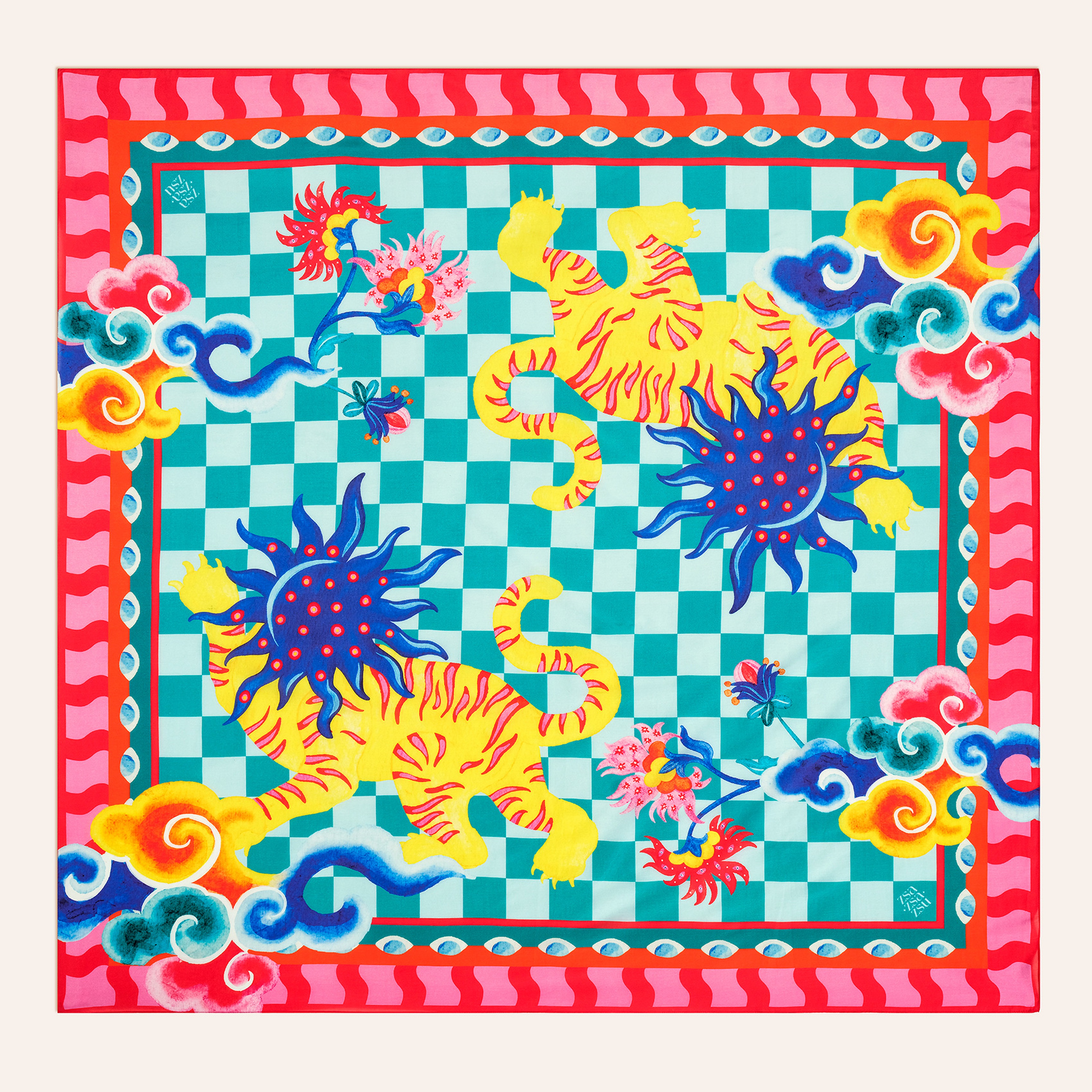 Pera Dijital Baskılı Pamuk Pamuk İpek Pareo 140x140 Cm Mavi